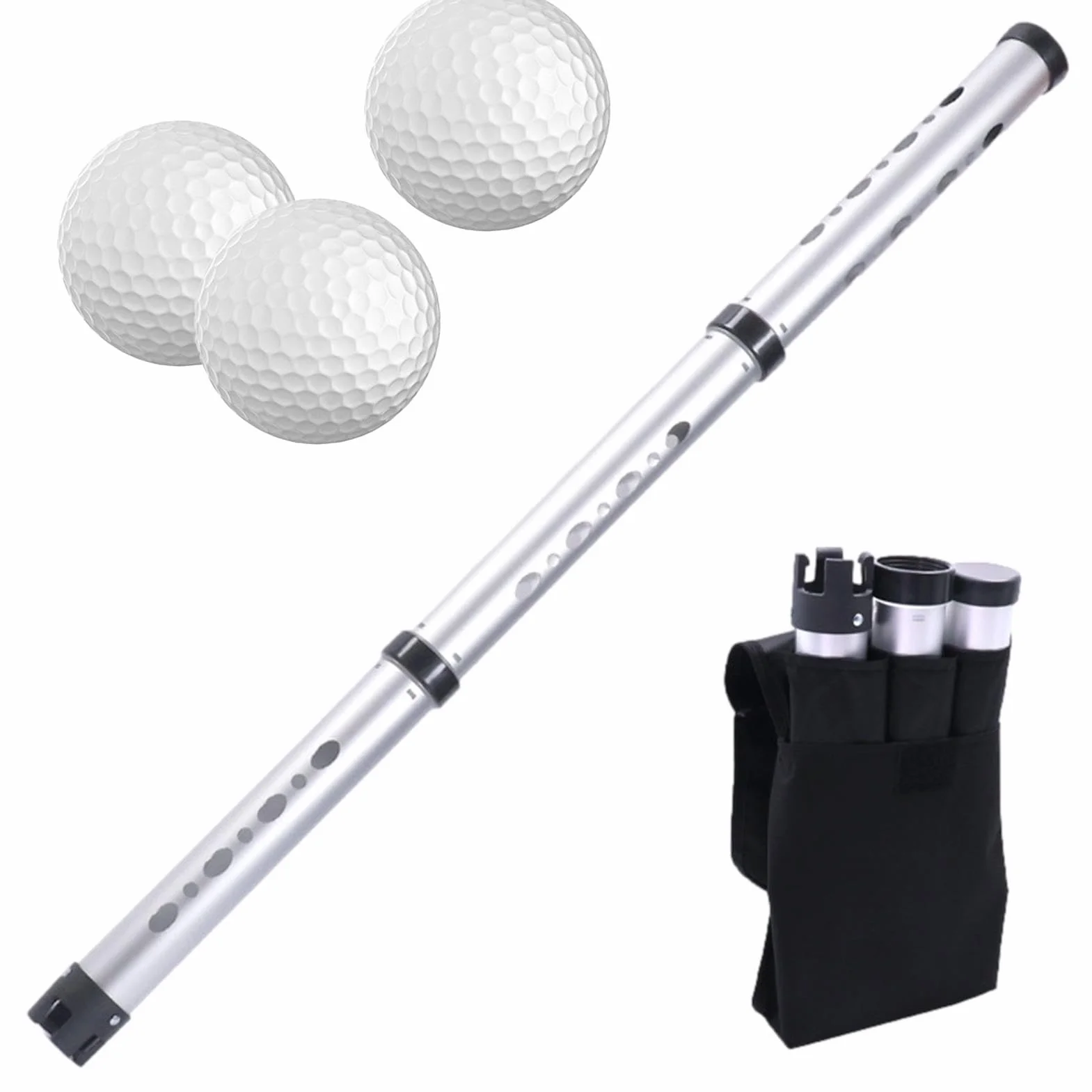 Grabber per palline da golf, raccoglie palline con tubo staccabile, leggero