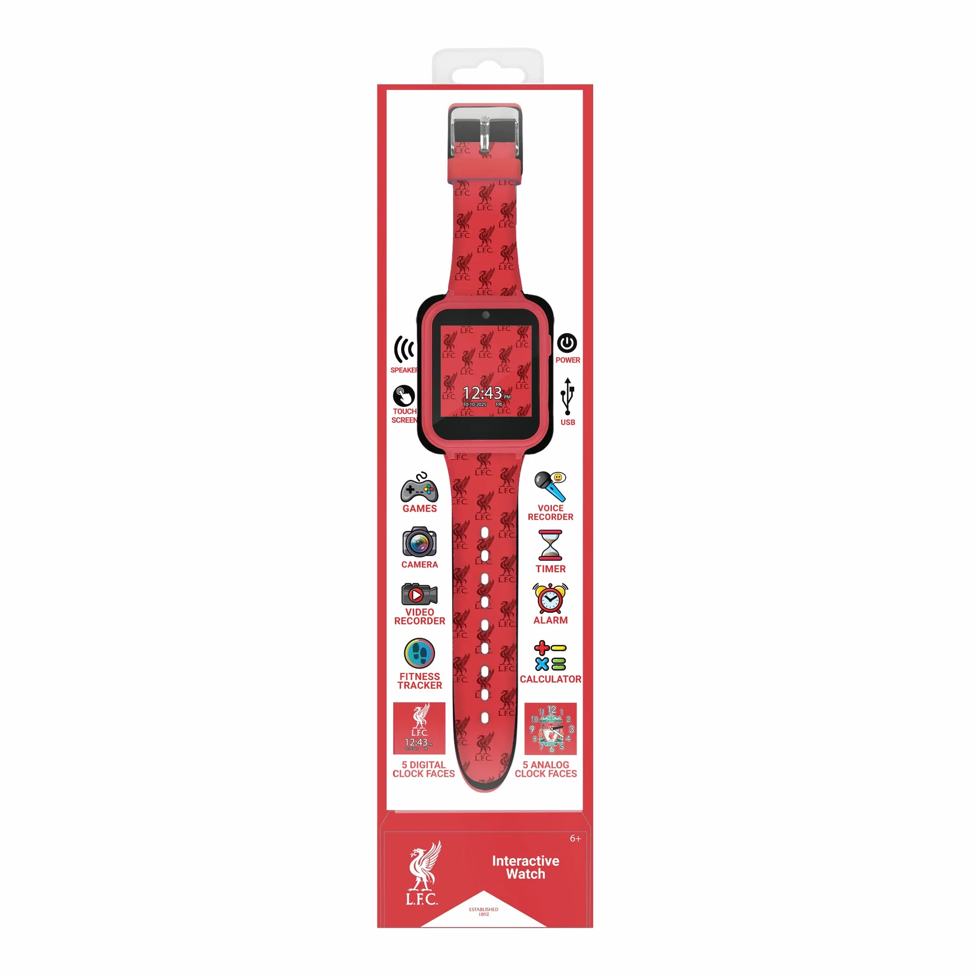 Liverpool Football Club Touchscreen LFC4003, Rosso e nero., misura unica, Cinturino