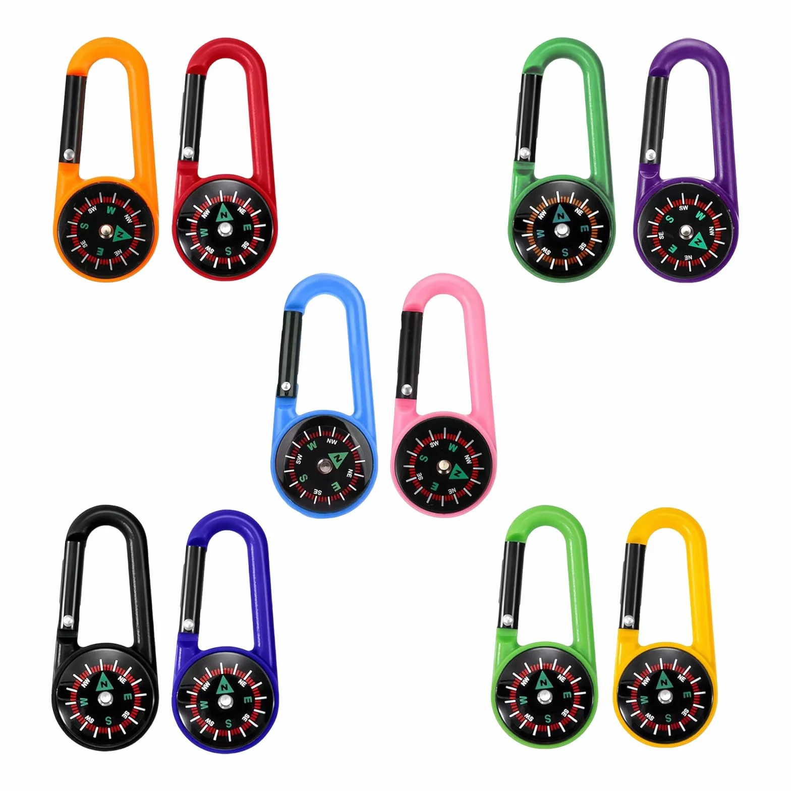 Bussola Navigazione Moschettoni Mini Bussola Colorata Multicolore per Attività all'Aperto 10 Pezzi