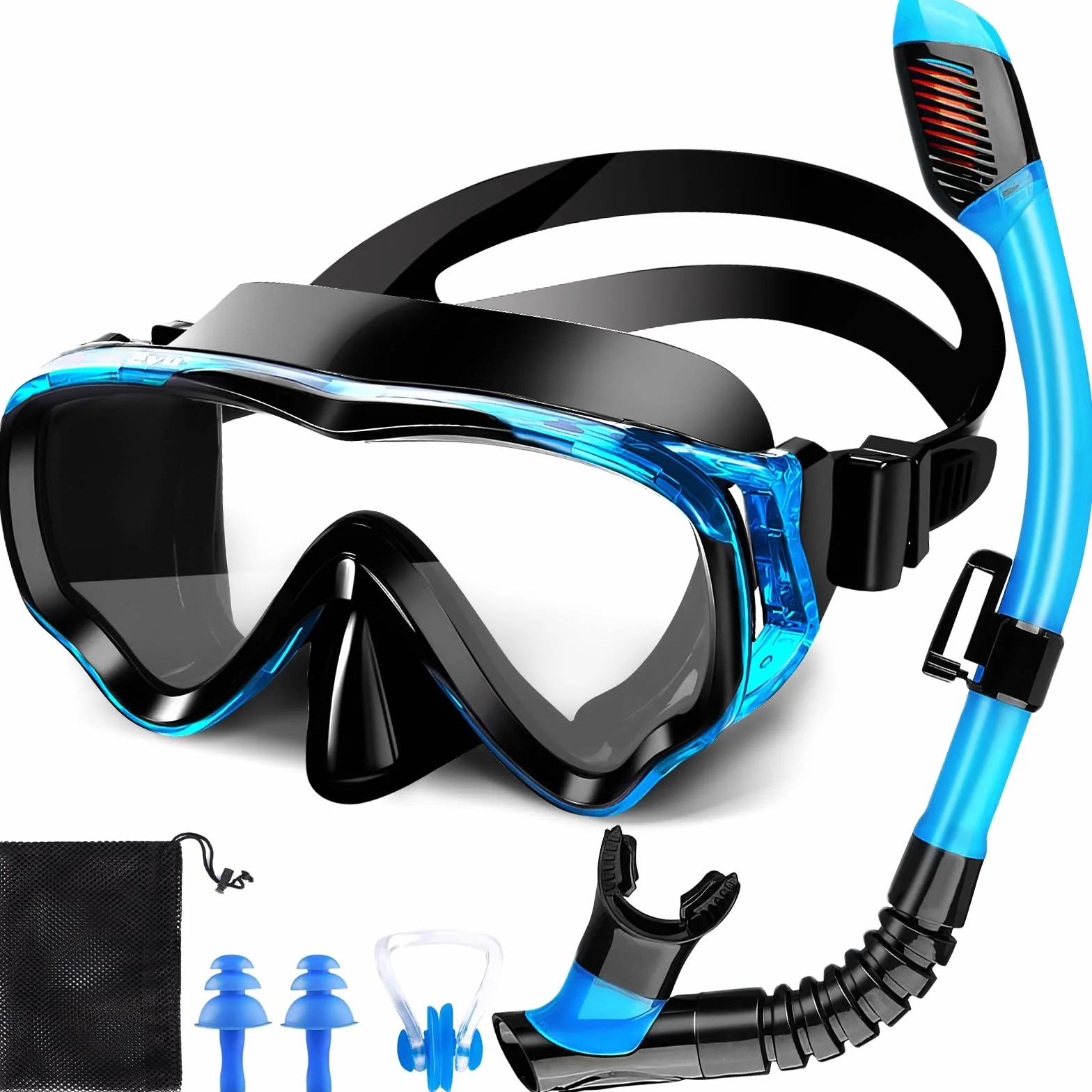 Set da snorkeling per bambini, maschera da immersione panoramica, in vetro temperato, per bambini