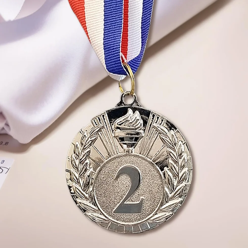 Medaglie Sportive 5 cm Medaglia d'Oro Argento Bronzo con Nastro al Collo per Gara Premio Vincitore