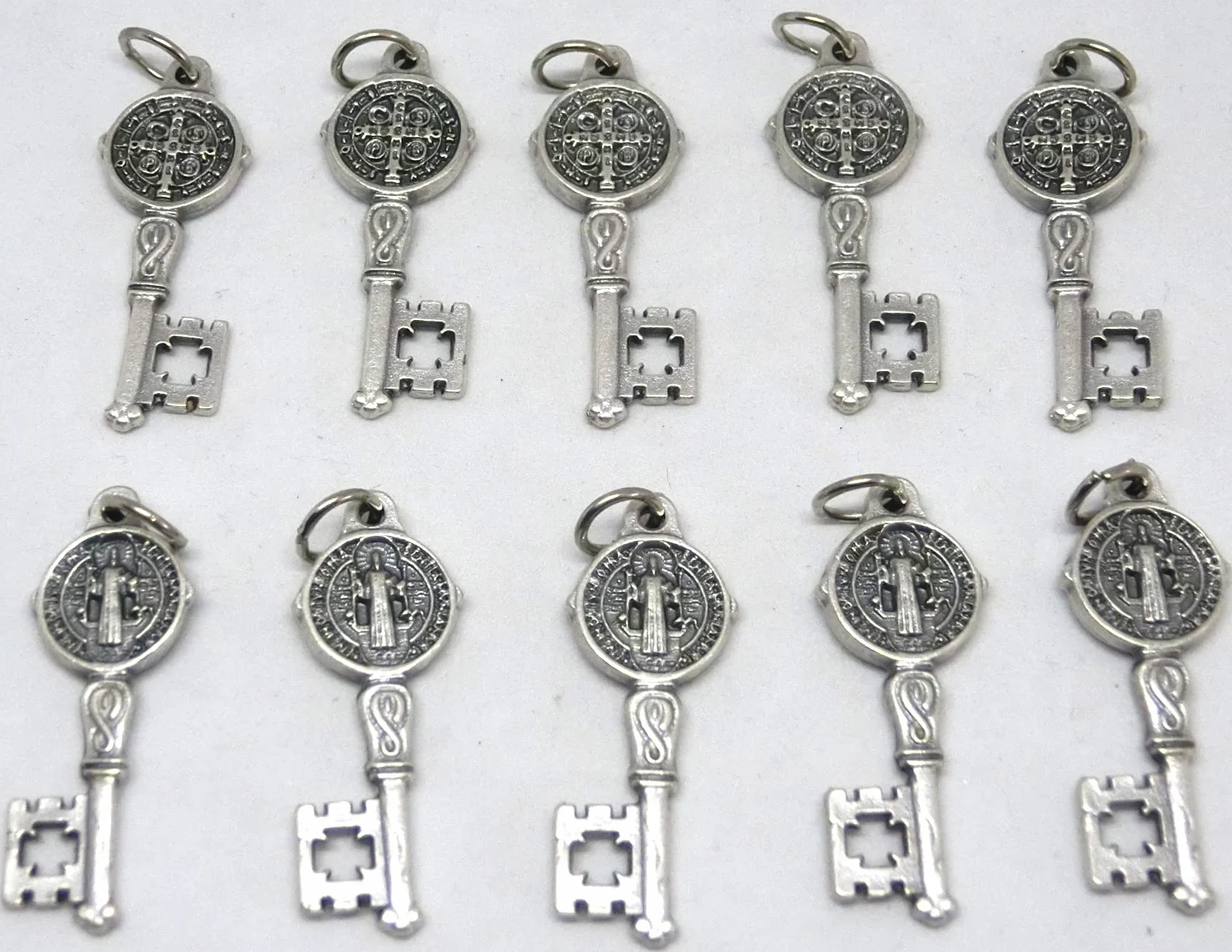 GTBITALY Chiavi medaglia di San Benedetto Argento galvanizzato 10 Pezzi 3,5 cm