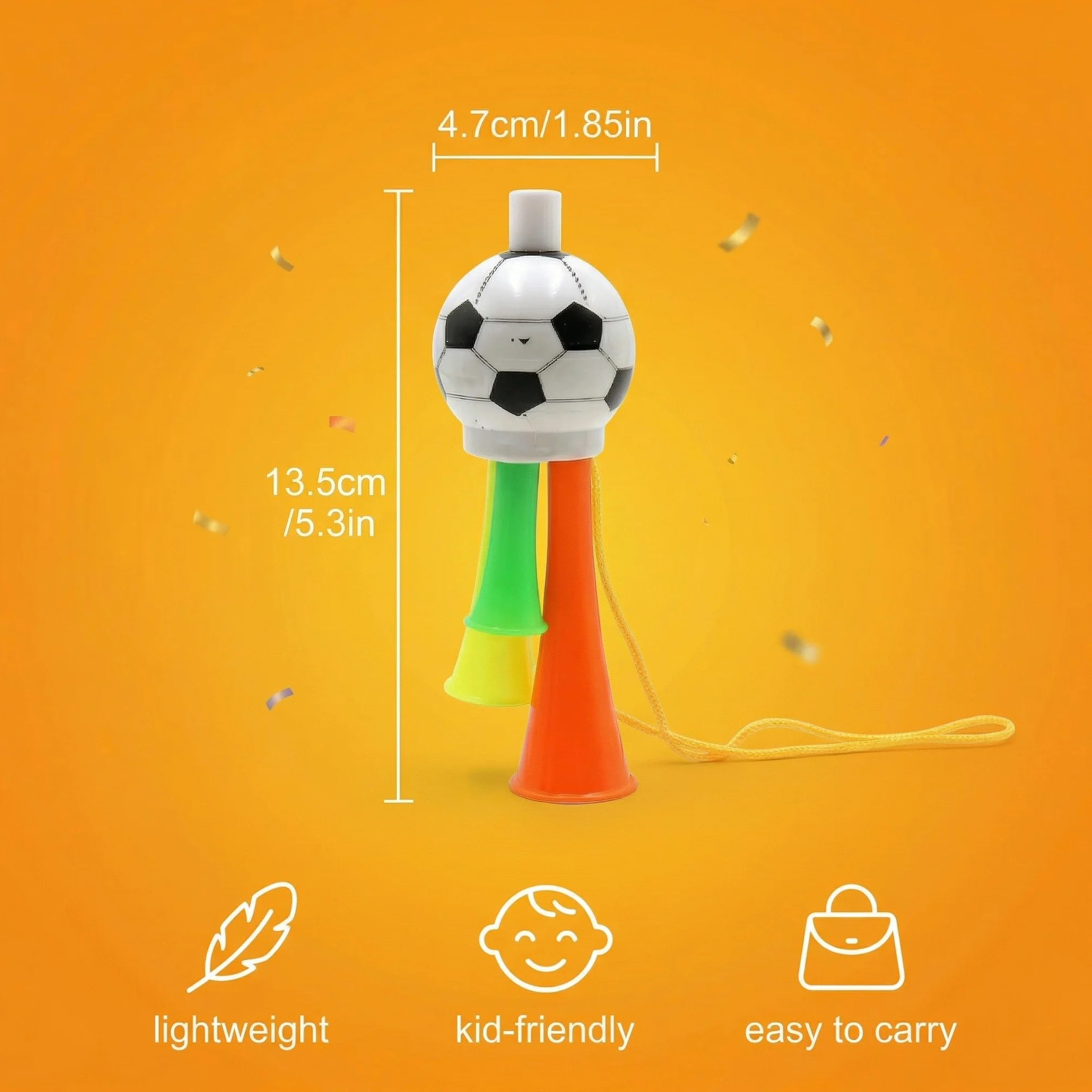 Set di 6 Trombe da Stadio a Forma di Pallone da Calcio, Trombe da Tifoso in Plastica per Bambini e Adulti