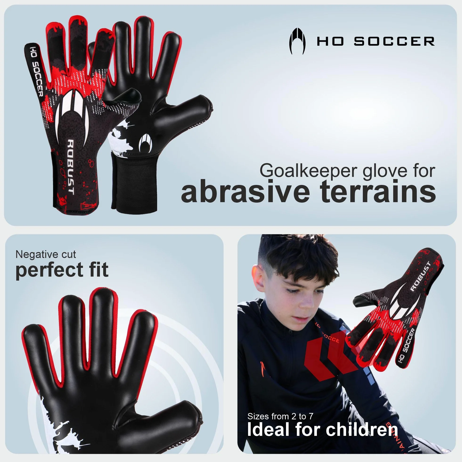Ho Soccer Robust Red Guanti Portiere Unisex Bambini