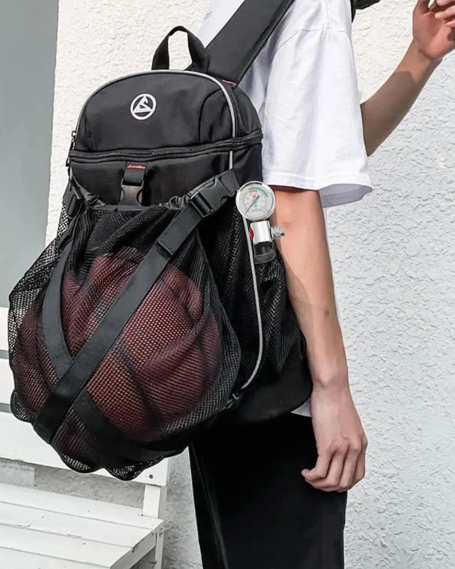 Pompa per Palloni Mini con Manometro Portatile per Calcio Pallacanestro Pallavolo