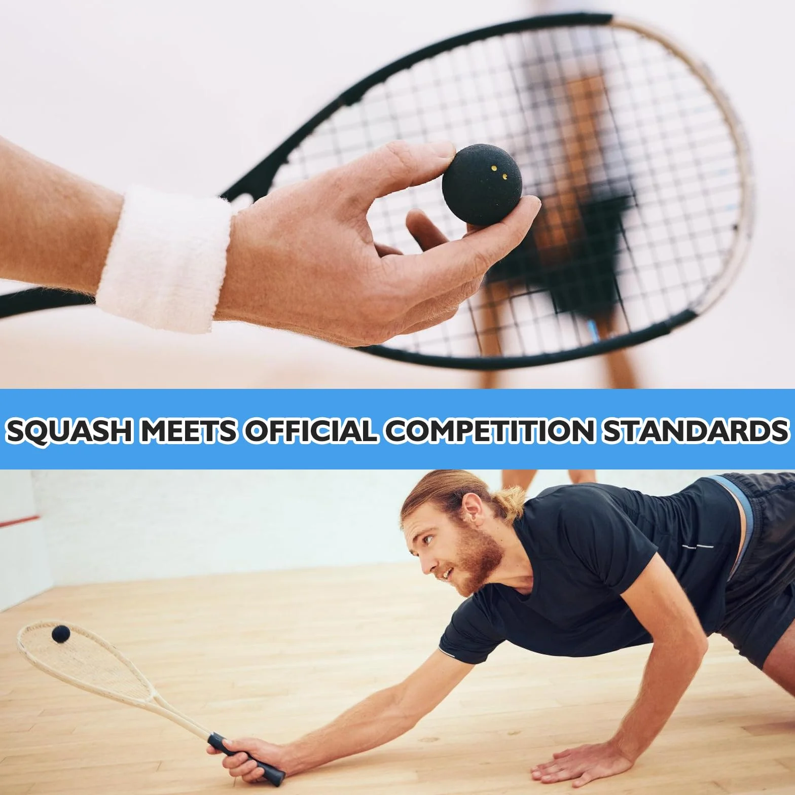 Palline da squash High Bounce, competizione ufficiale, doppi punti gialli, singoli punti gialli