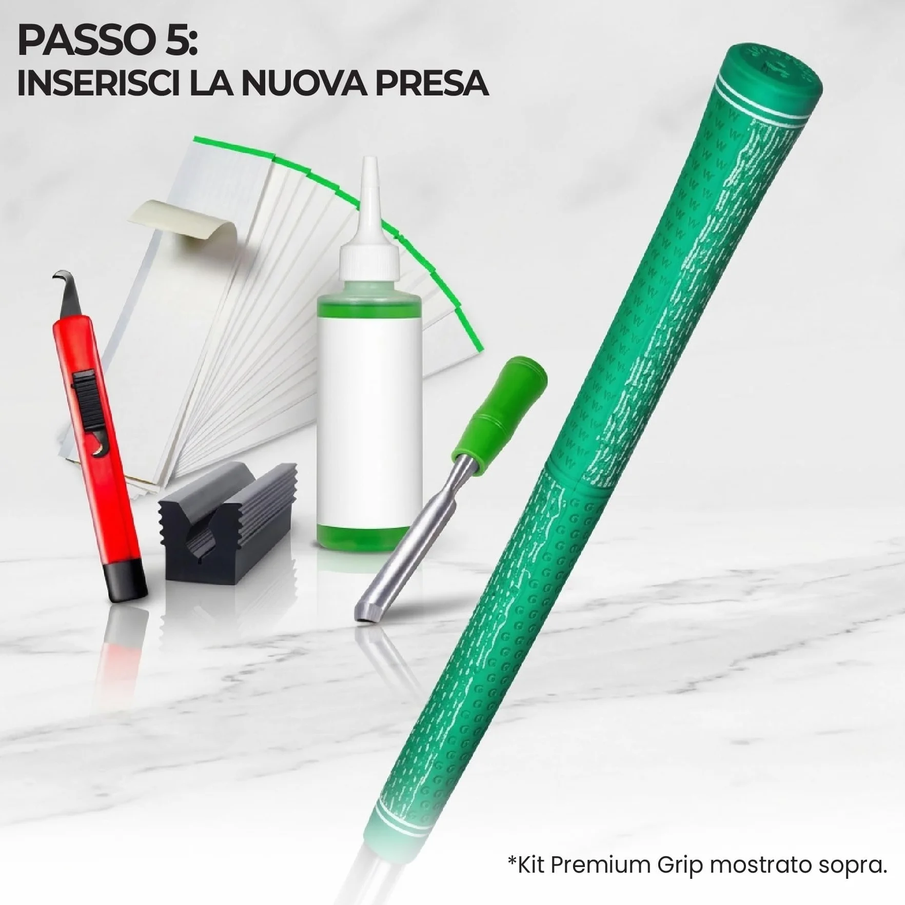 Kit di impugnatura da golf con lama a gancio, 15 o 30 strisce di nastro antiscivolo, solvente 147 o 236 ml, impugnatura in gomma