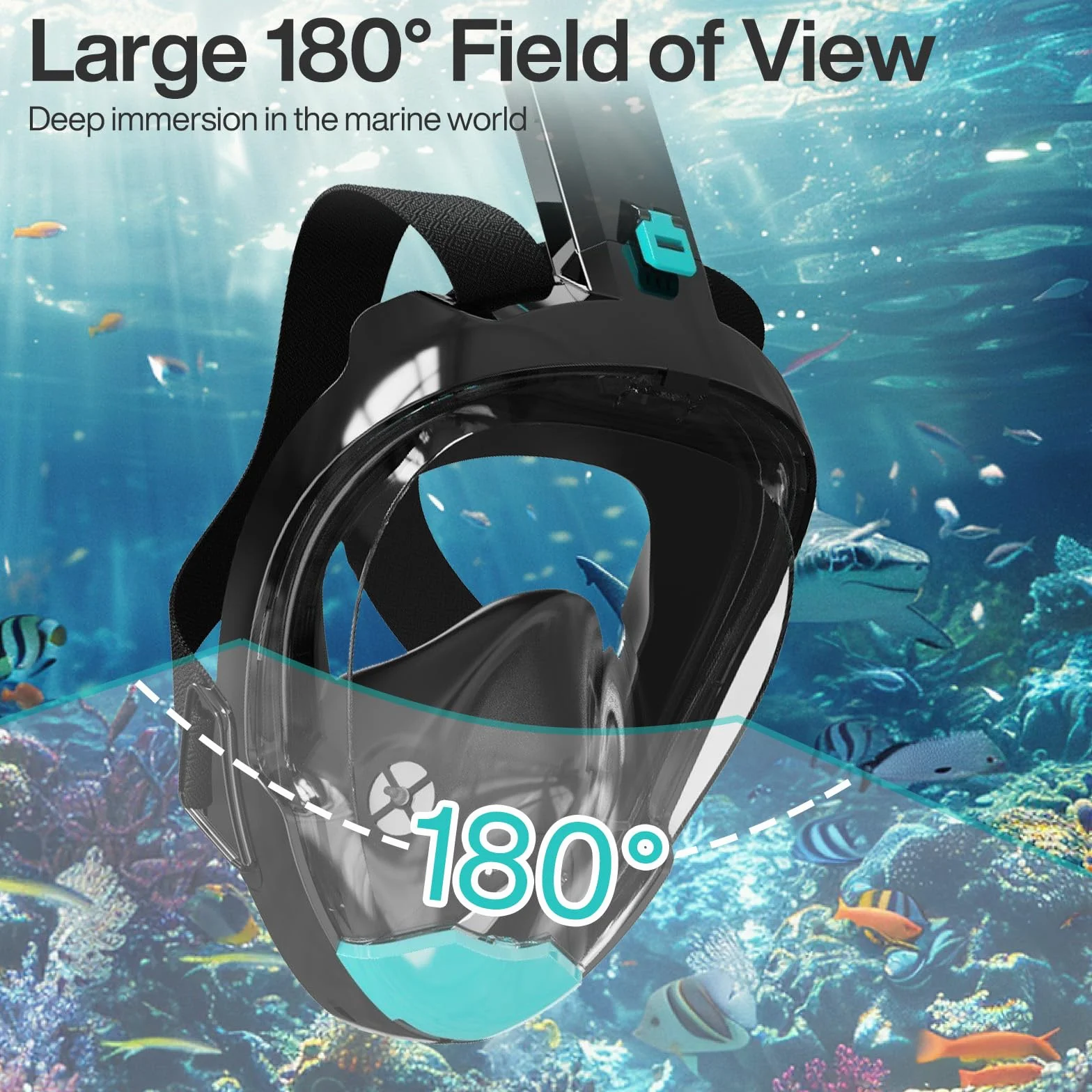 Maschera da Snorkeling Adulti L/XL Integrale 180° Pieno Facciale Antiappannante Easybreath