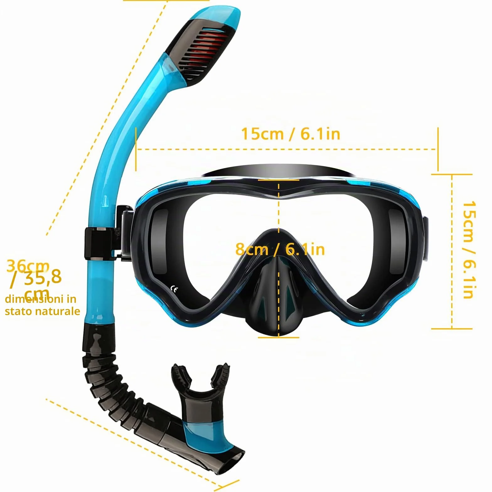 Maschera Immersione per Bambini,Maschera per Immersioni Anti-Nebbia & Anti-Perdite Panoramica 180°,Dotato di Tappi per le Orecchie e Clip per il Naso,Adatto a Bambini dai 4 ai 16 Anni