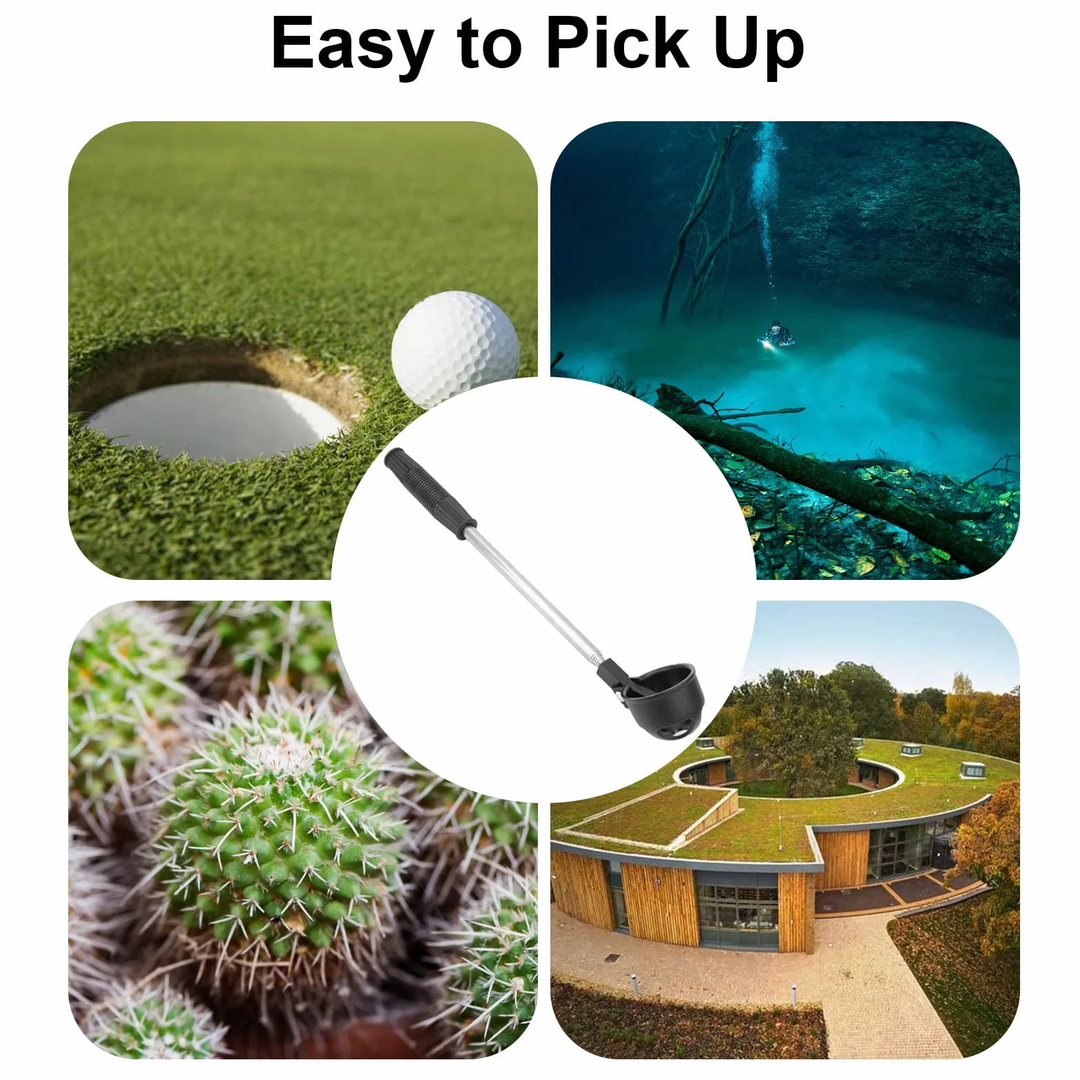 GAESHOW Golf Ball Retriever, Raccogli Palline Golf, Retriever per Palline da Golf Telescopico Inossidabile per Acqua con Pinza per Pallina da Golf, Lunghezza: 2m / 6,56 Piedi