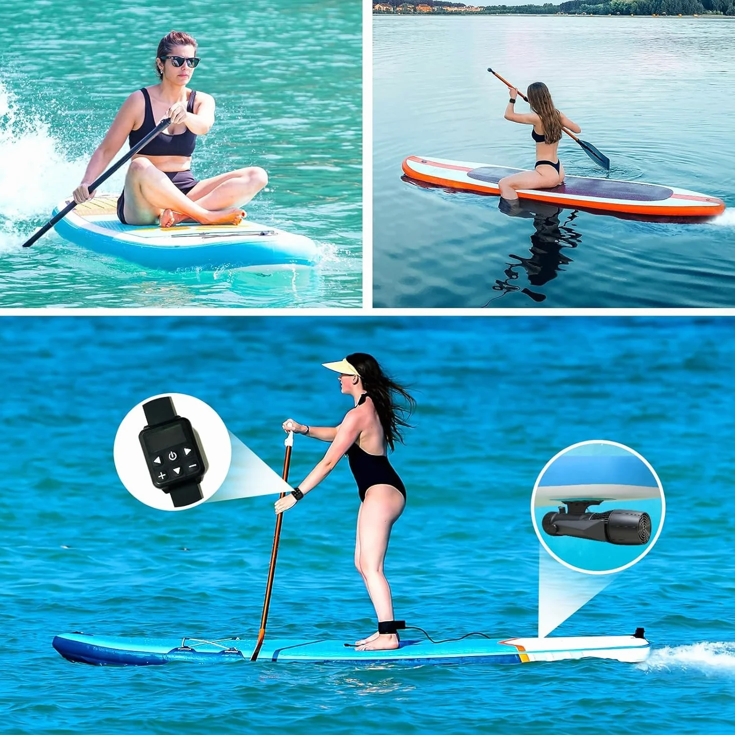 Camolech 900W Scooter Subacqueo con Batteria Rimovibile 16AH, Pinna Elettrica 2,8m/s per SUP Surf Kayak