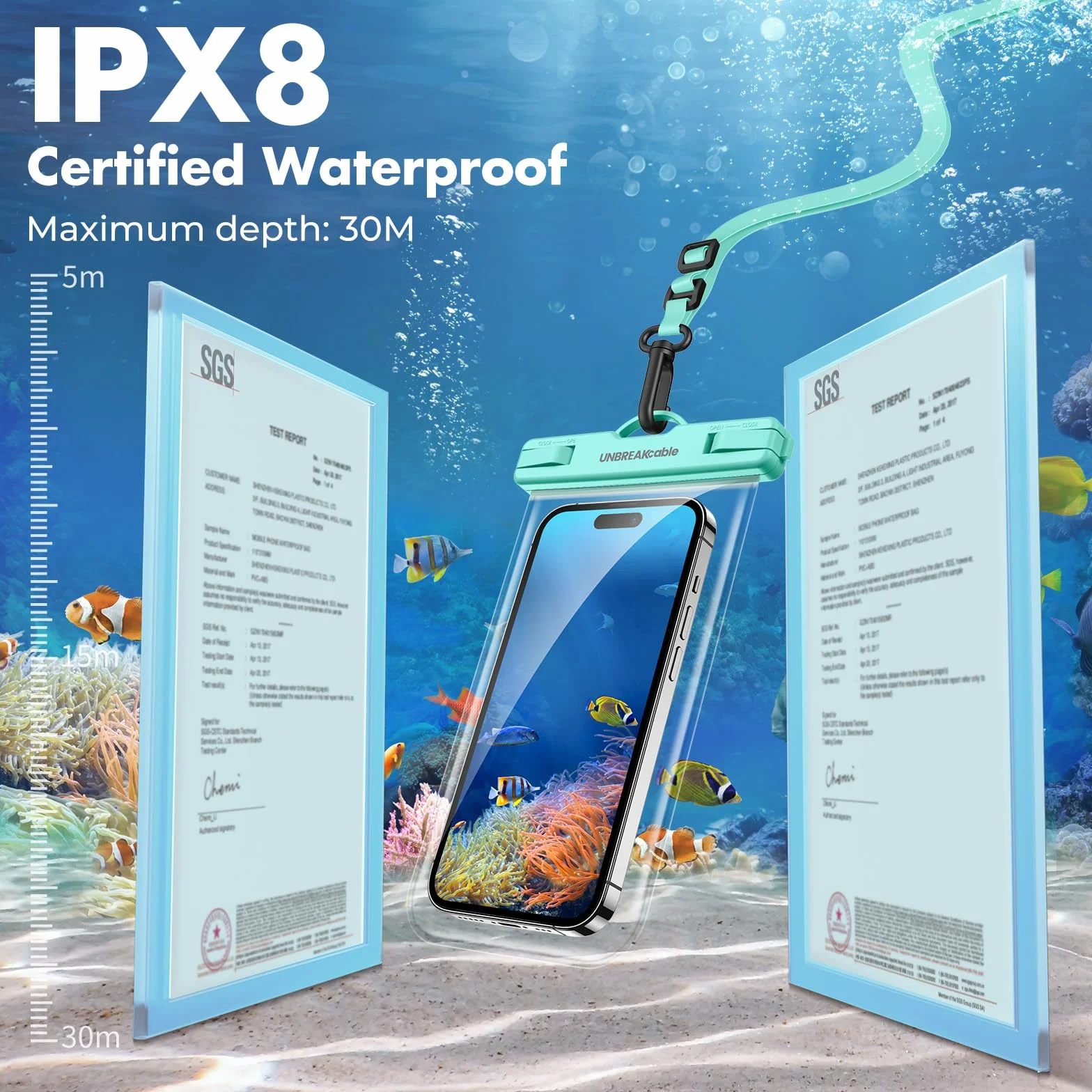 Custodia Impermeabile Universale per iPhone 16 15 14 13 12 11 Pro Max, Samsung S24 S23 S22 S21, Huawei fino a 7.0" - 2 Pezzi