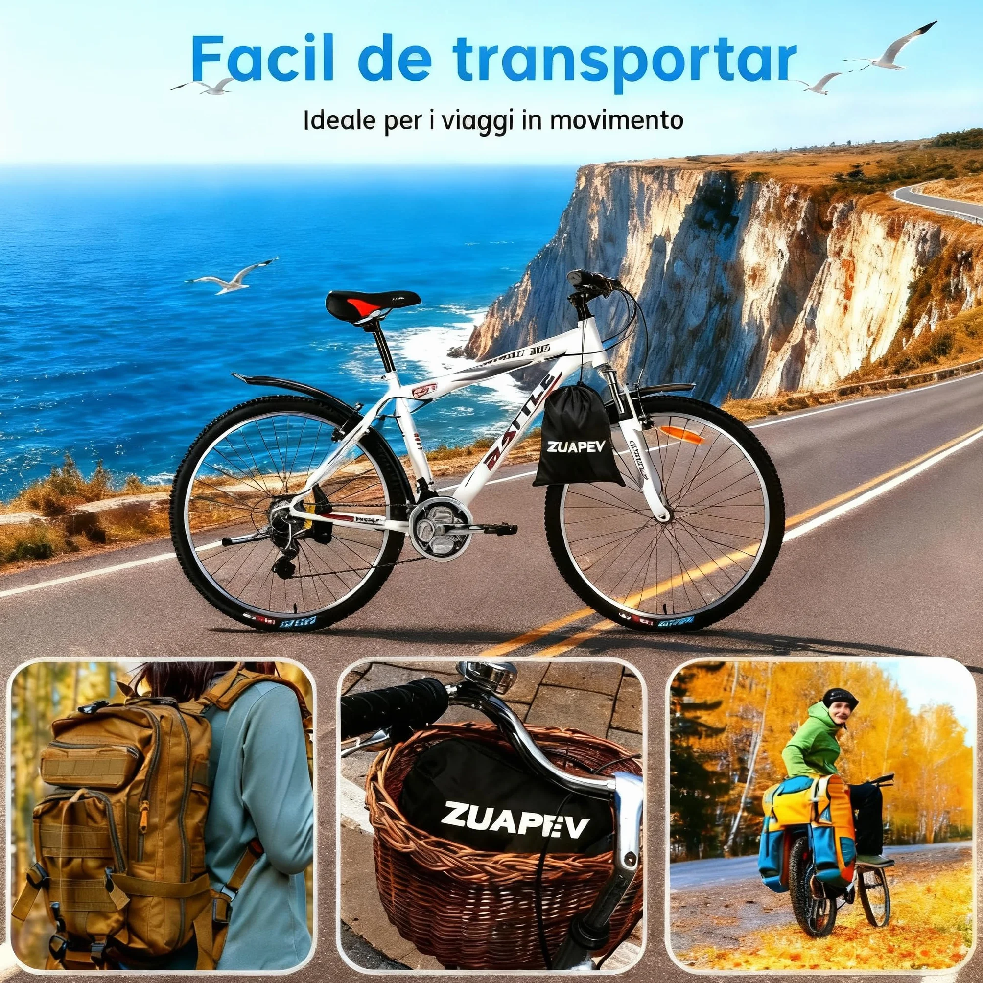 ZUAPEV® Telo Copri Bicicletta Impermeabile 210D Copertura Biciclette Pioggia Custodia Bici Corsa MTB Elettrica Pieghevole Bambino