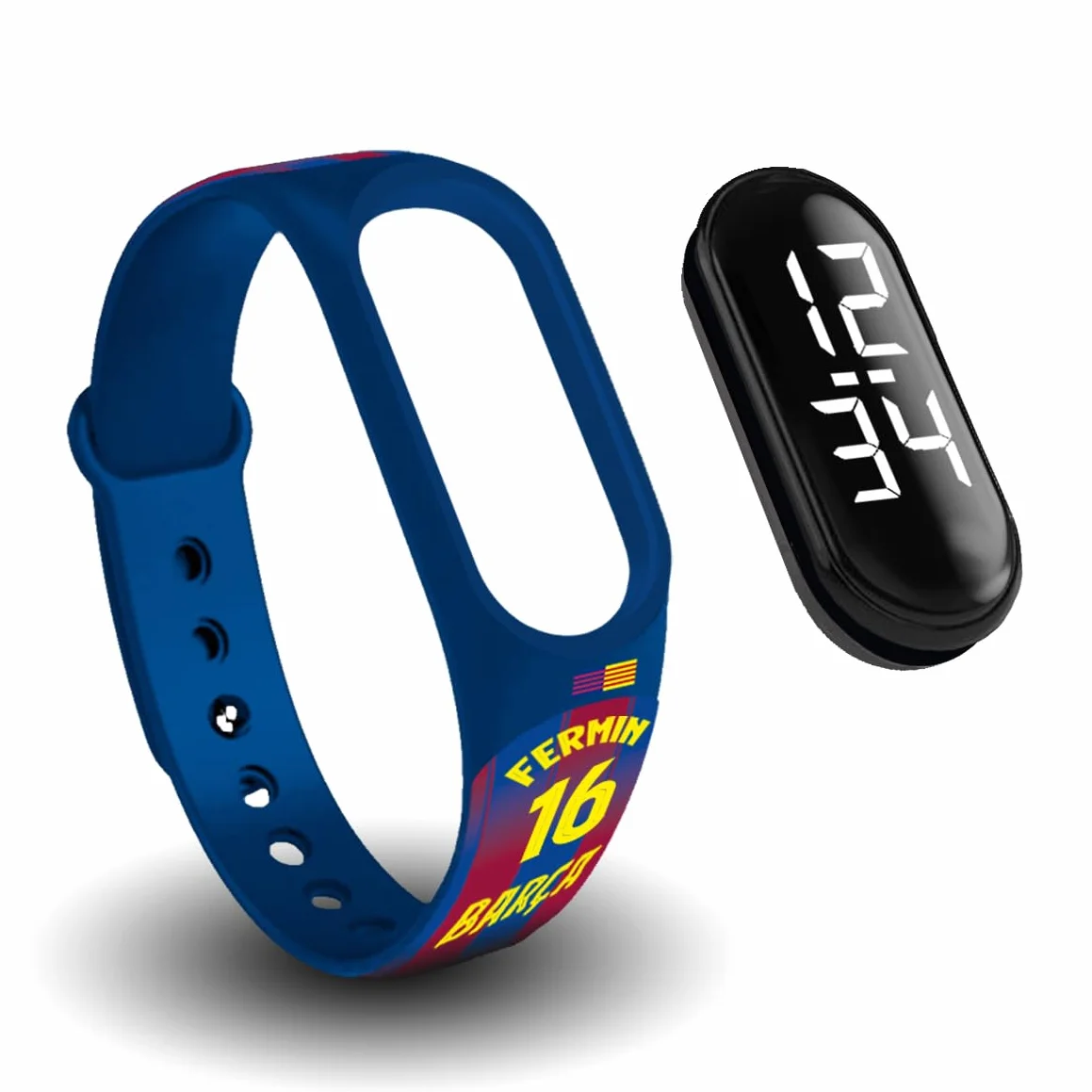 FIT & FUN Orologio digitale con cinturino ufficiale FC Barcellona – resistente all'acqua, orologio digitale con calendario, cinturino prodotto ufficiale @FC Barcelona