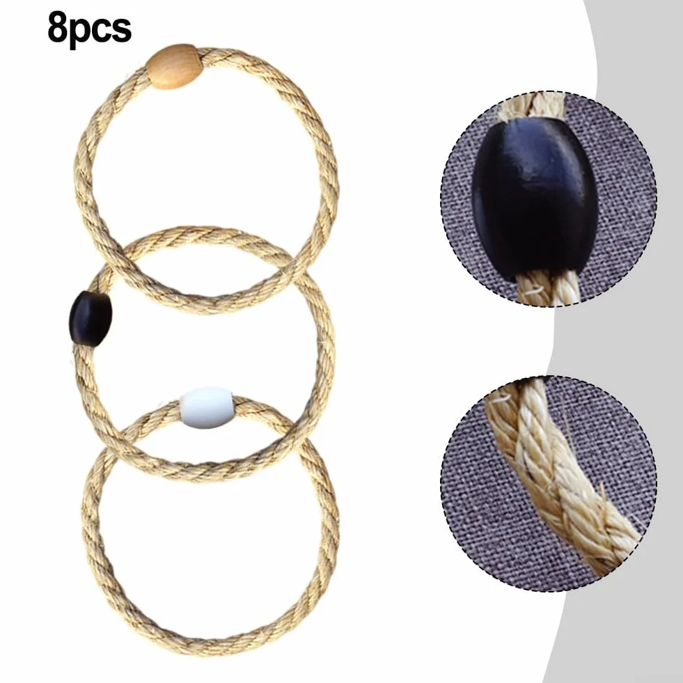 Set di anelli per lanciare gli anelli all'aperto in corda di canapa con perline di legno per giochi per feste in giardino UK Lawn Toss anelli di ricambio per cortile carnevale giocattolo portatile