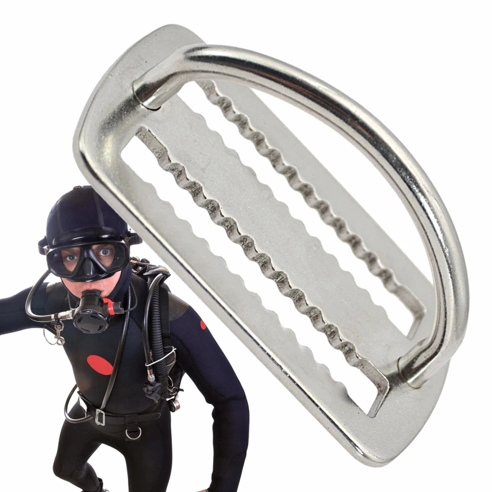 Weight Keeper 2 pollici acciaio inox 316 fibbia cintura subacquea anello D denti sega pesca subacquea
