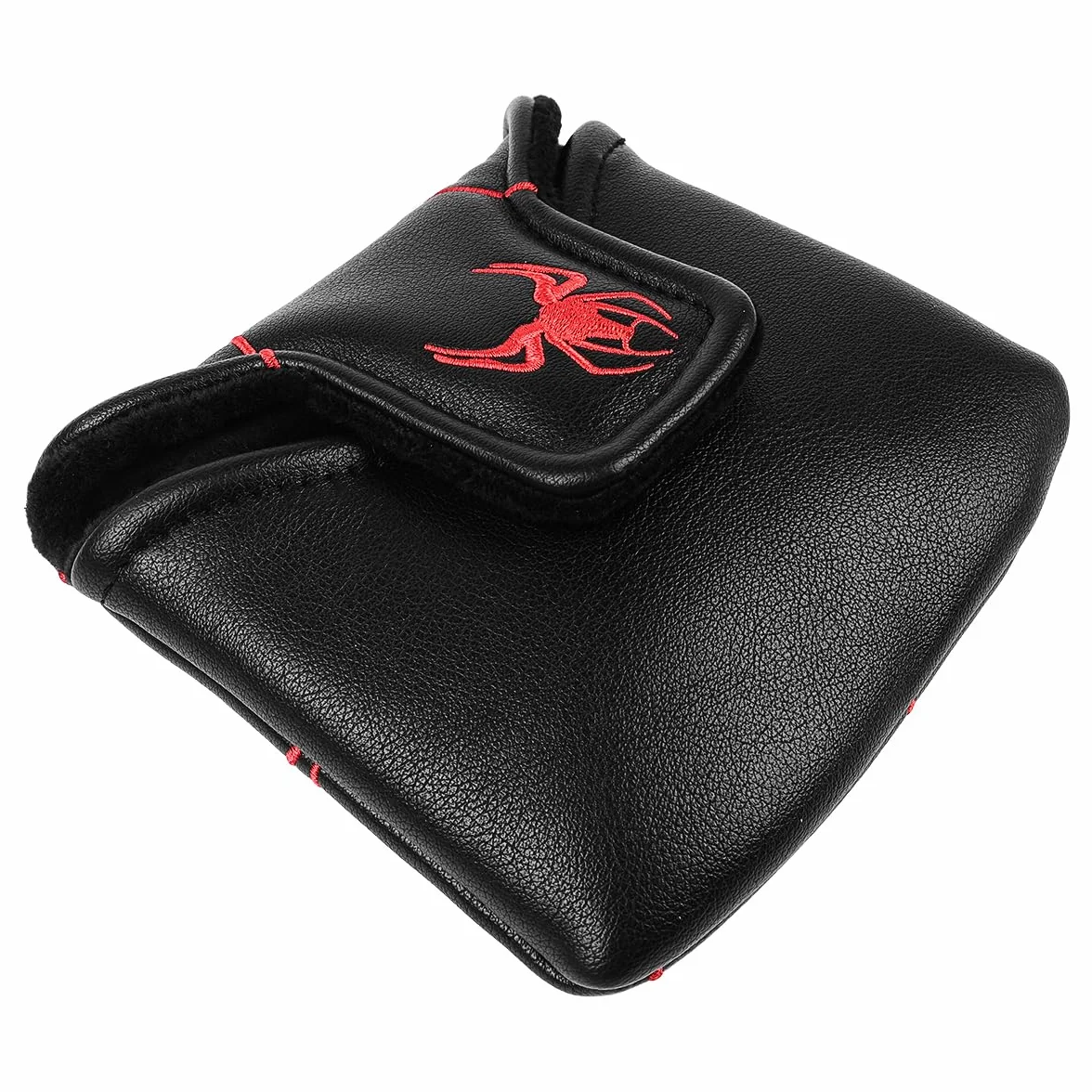 Copertura mazze da golf, ricamo ragno nero rosso, magnetico, poliuretano 12x13 cm