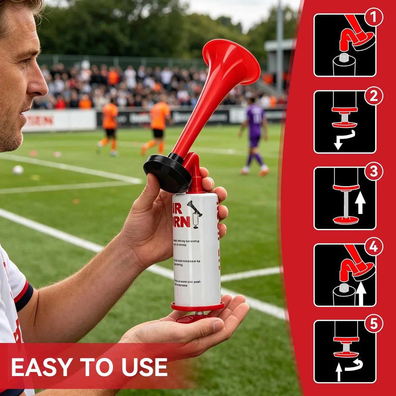 Tromba Da Stadio, Mini Tromba Ad Aria Con Pompa a Mano, Tromba Stadio Manuale, Air Horn, Fanfara Ad Alta Pressione D'aria, Estremamente Forte Trombetta per Partite Calcio Eventi Sportivi Nautica