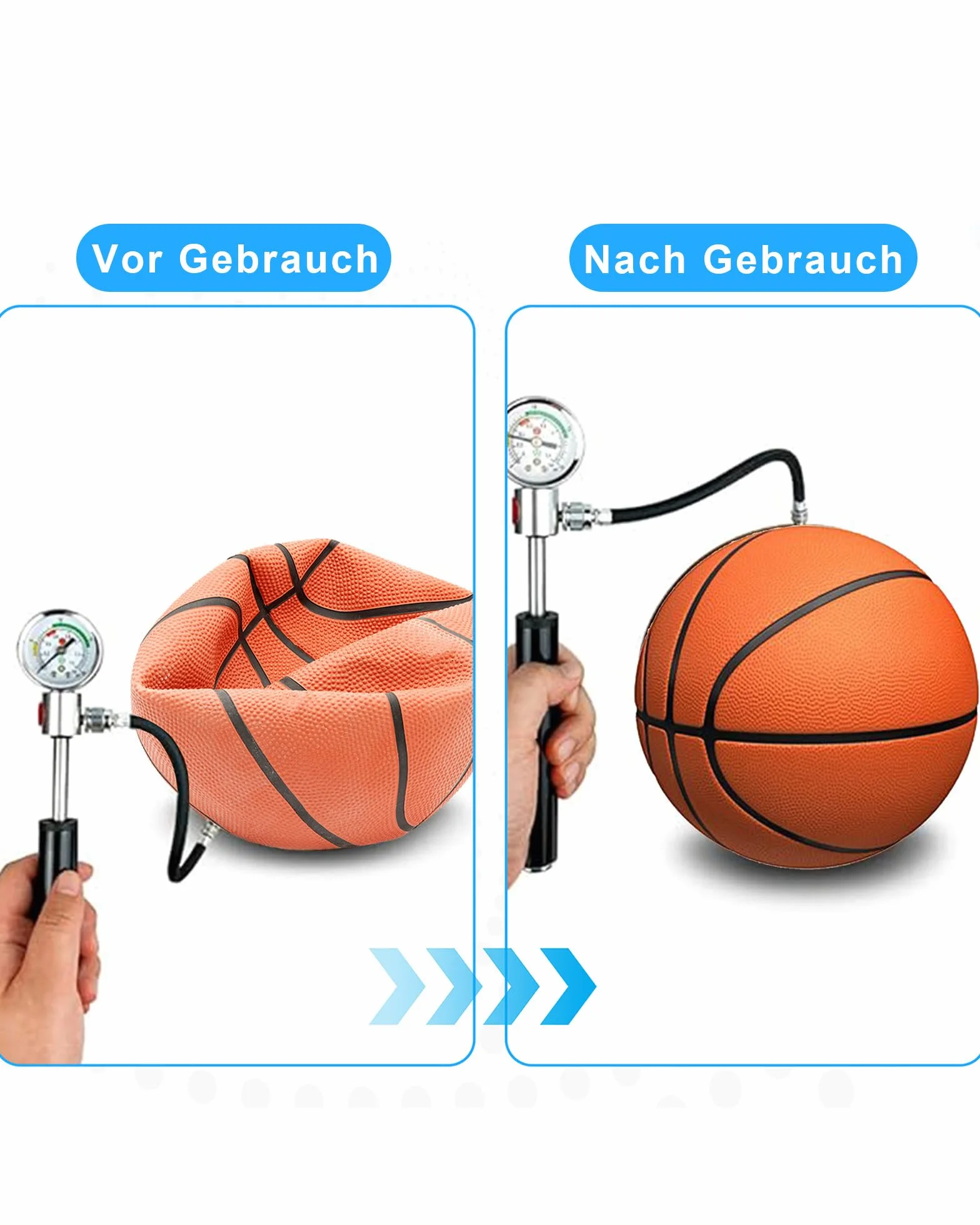 Pompa per Palloni Mini con Manometro Portatile per Calcio Pallacanestro Pallavolo