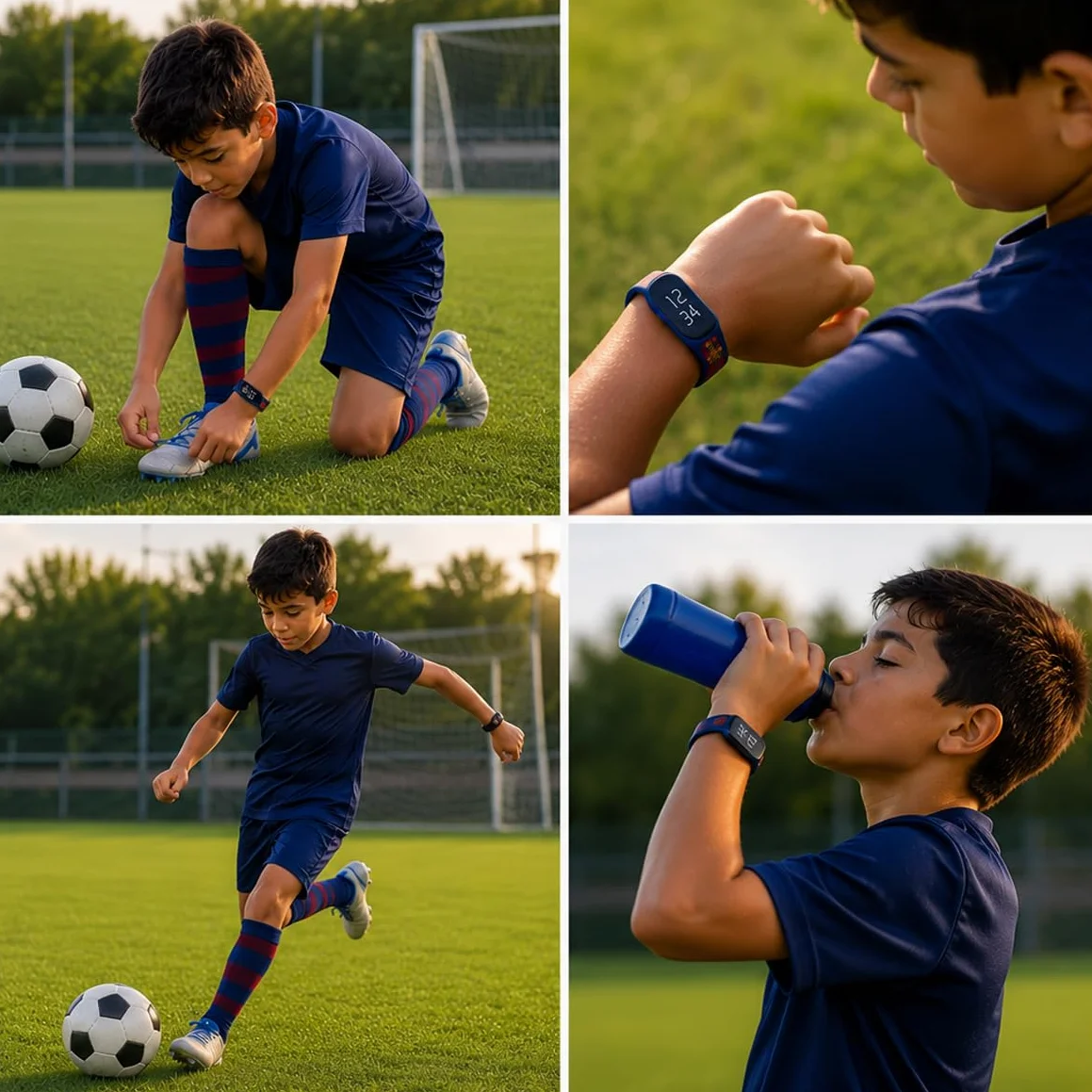 FIT & FUN Orologio digitale con cinturino ufficiale FC Barcellona – resistente all'acqua, orologio digitale con calendario, cinturino prodotto ufficiale @FC Barcelona