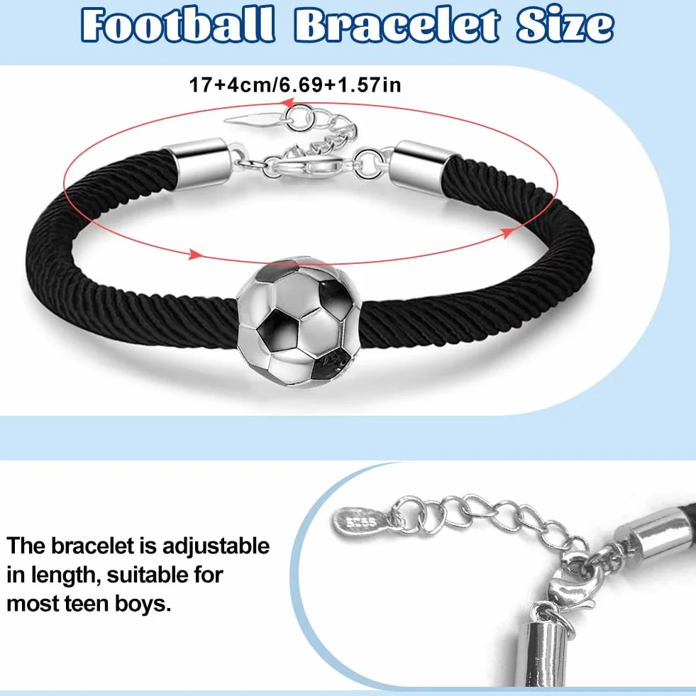 SwirlColor Bracciale da Calcio in Acciaio Inox Regolabile Intrecciato per Bambini