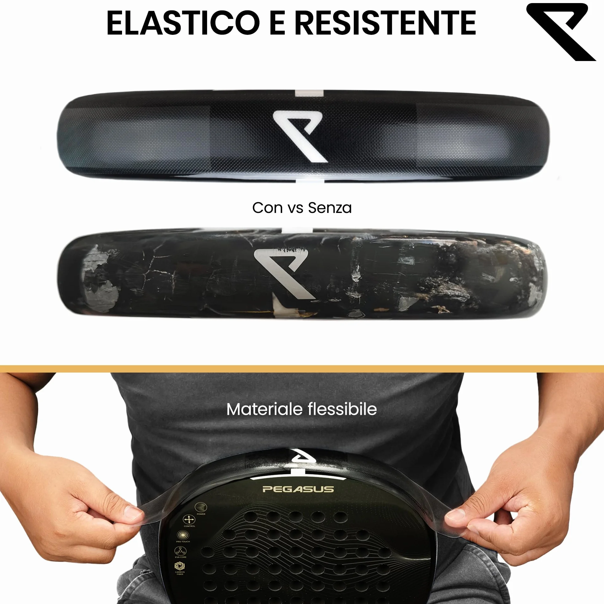 RYZE Paracolpi Racchetta Padel Trasparente Ruvido Confezione da 2 Resistente Elastico