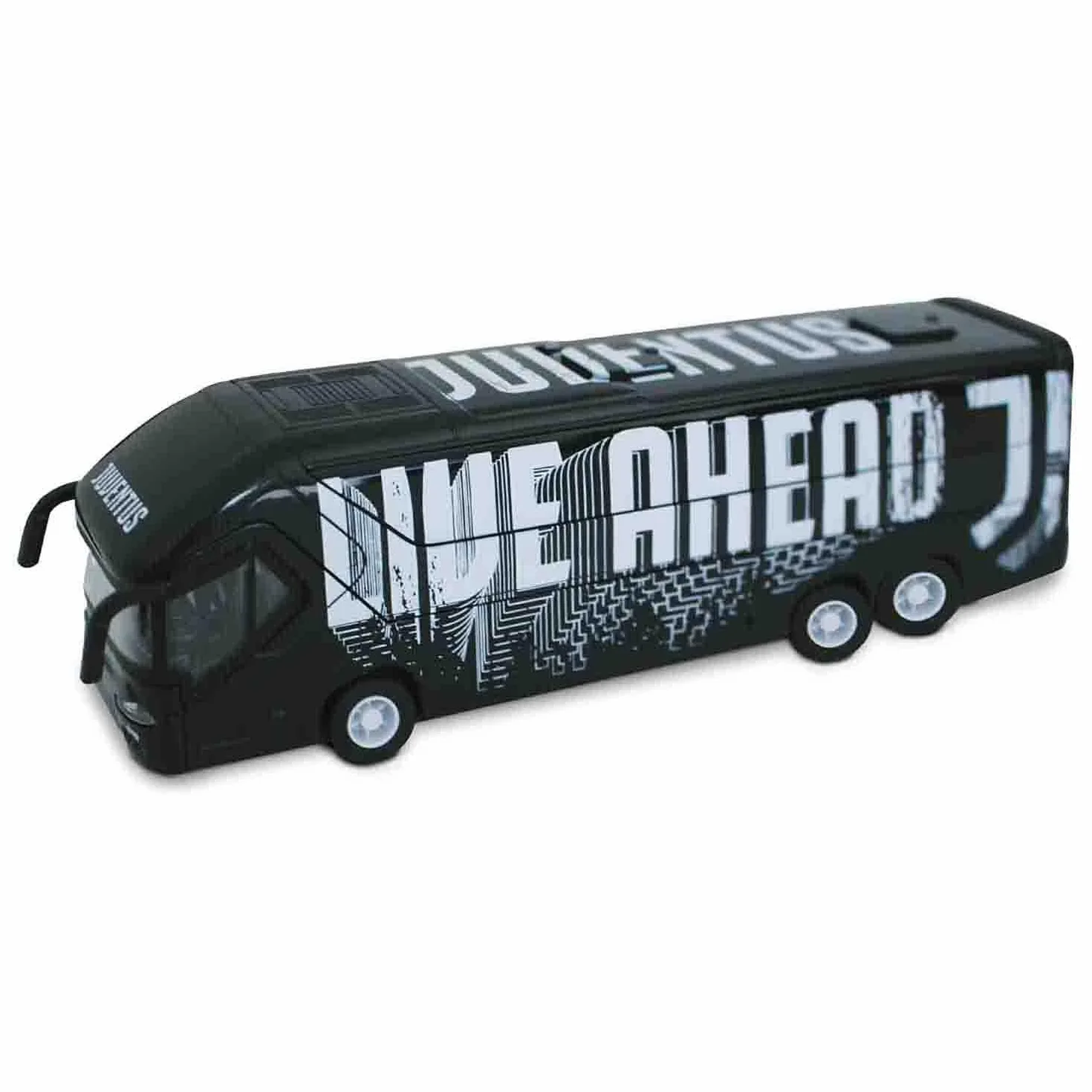 Mondo Motors - Pullman Juventus F.C. modellino giocattolo - Bus con retrocarica frizione pull back - Colore Bianco Nero - 51212