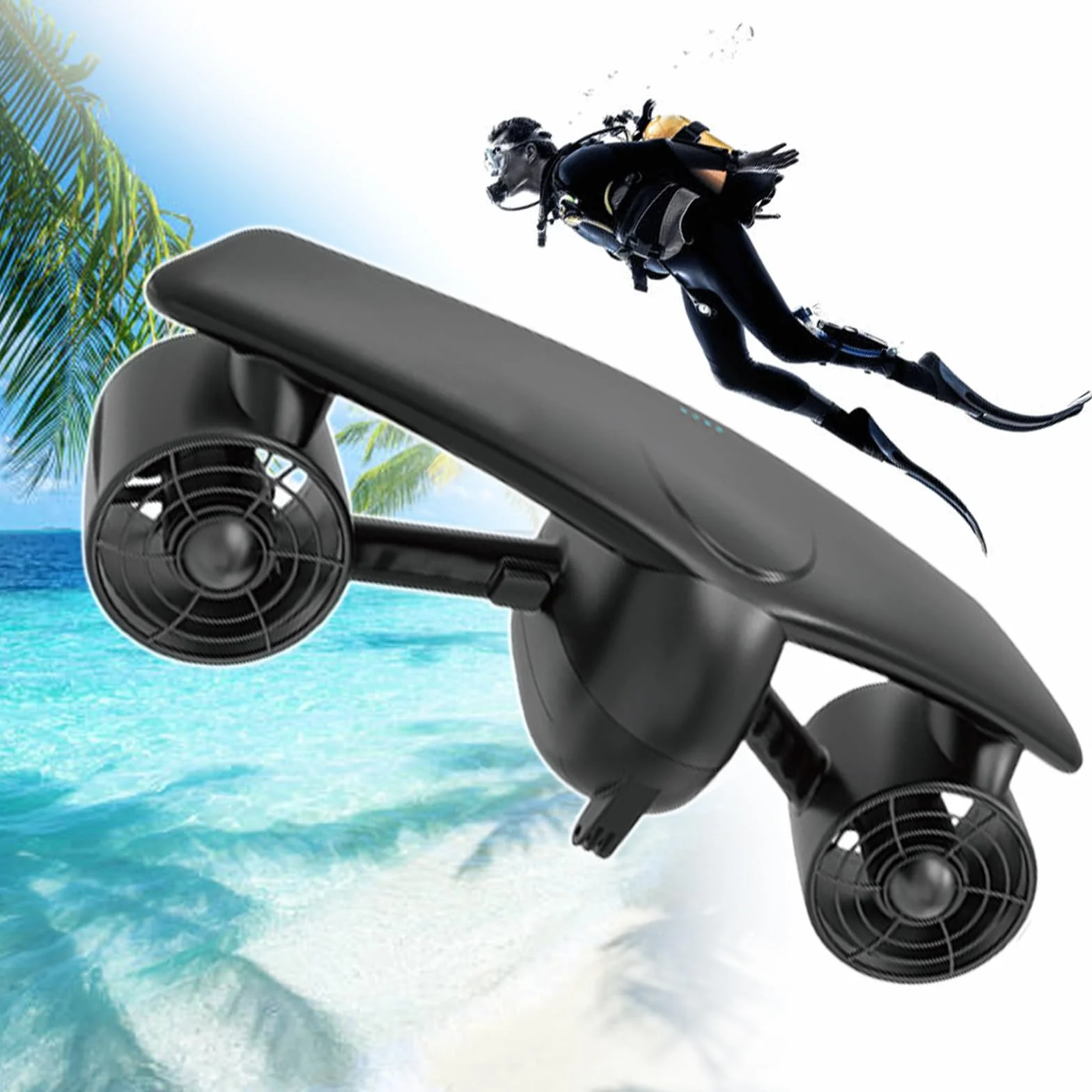 Booster Subacqueo Portatile, Scooter Subacqueo, Profondità Massima 50 M, Compatibile Fotocamera Sportiva