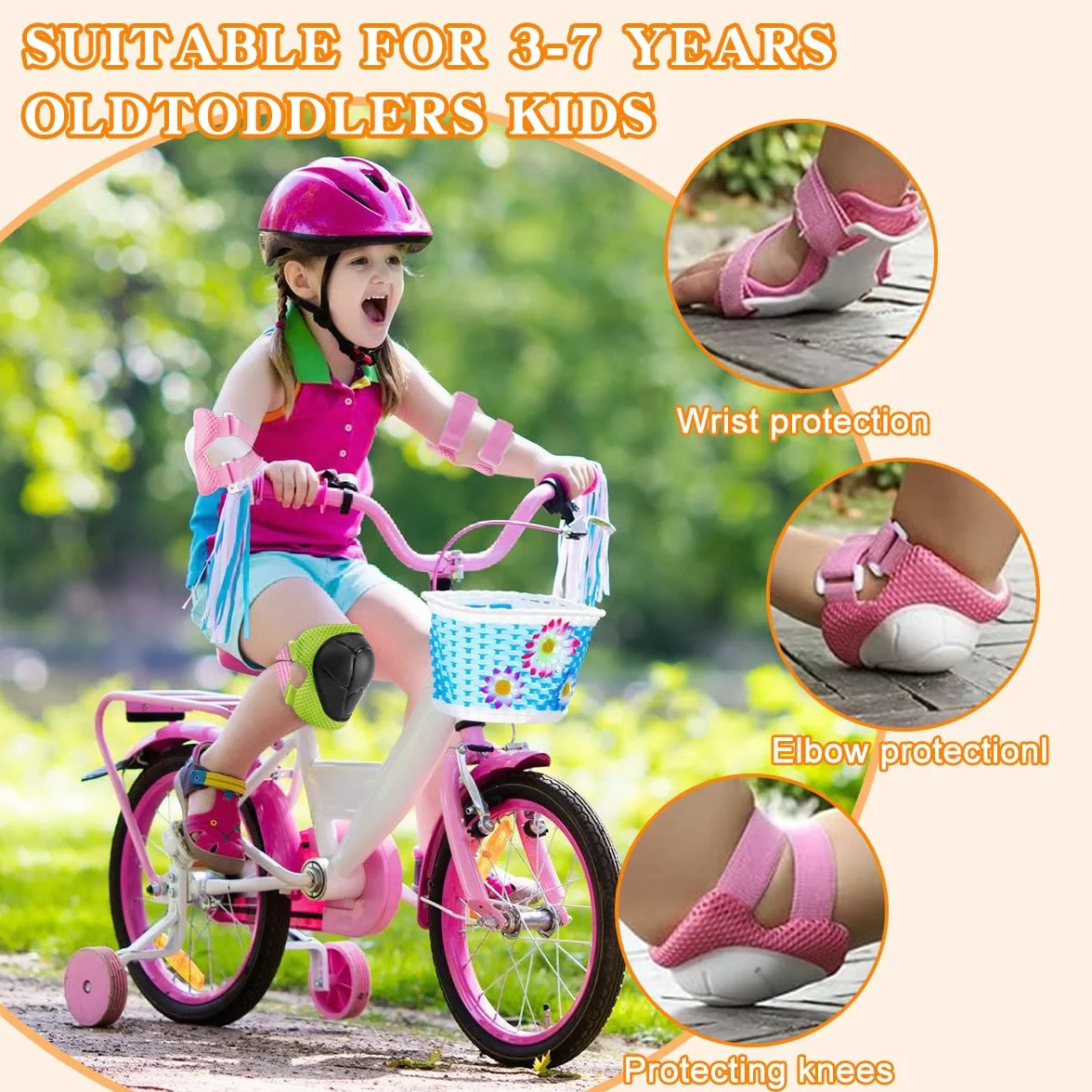 Protezione Kit per Bambini 6 in 1 Ginocchiere Gomitiere Tutore Polso Skateboard Bicicletta Pattinaggio