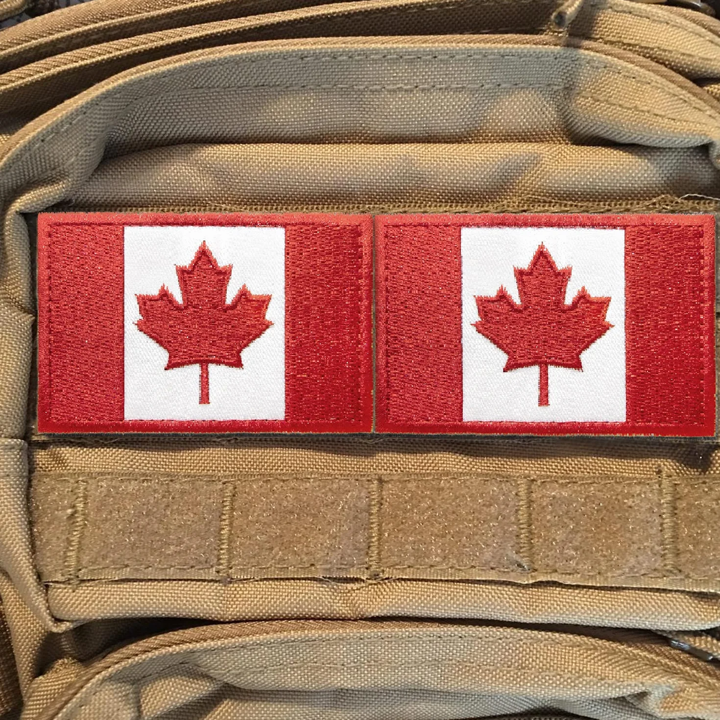 Anley - Toppe ricamate con bandiera canadese tattiche (confezione da 2) - toppa con stemma 2 "x 3" cucita per uniforme militare - chiusure a strappo si attaccano a cappelli tattici