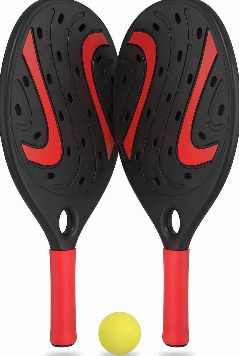 Coppia Racchette da Spiaggia Beach Tennis Padel Set Legno Impermeabile