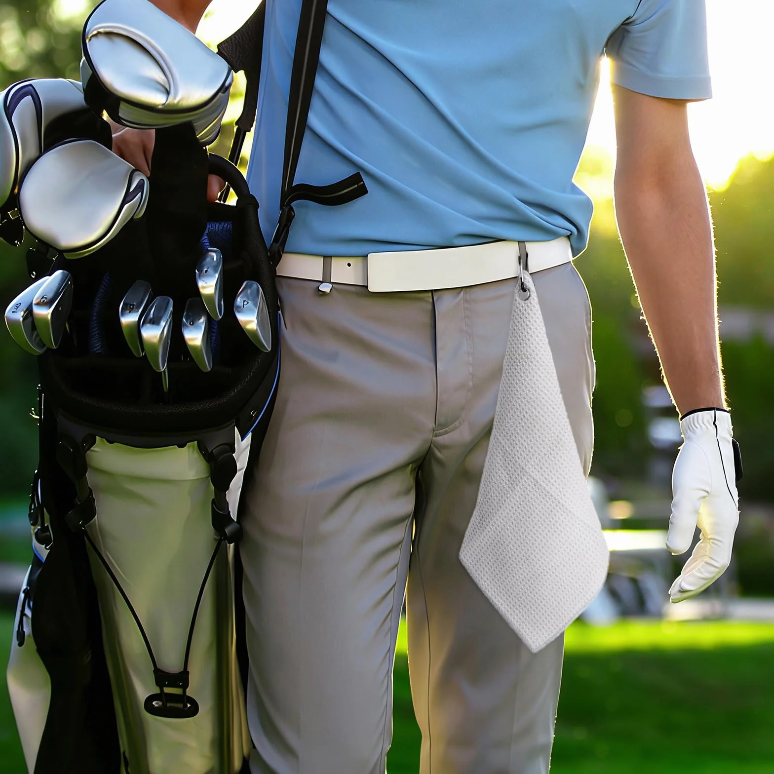 2 pezzi asciugamano golf microfibra 30x30 cm accessori golf uomo con moschettone e occhiello metallico, assorbente e compatto, ideale come regalo golf per sportivi e golfisti amatori o professionisti