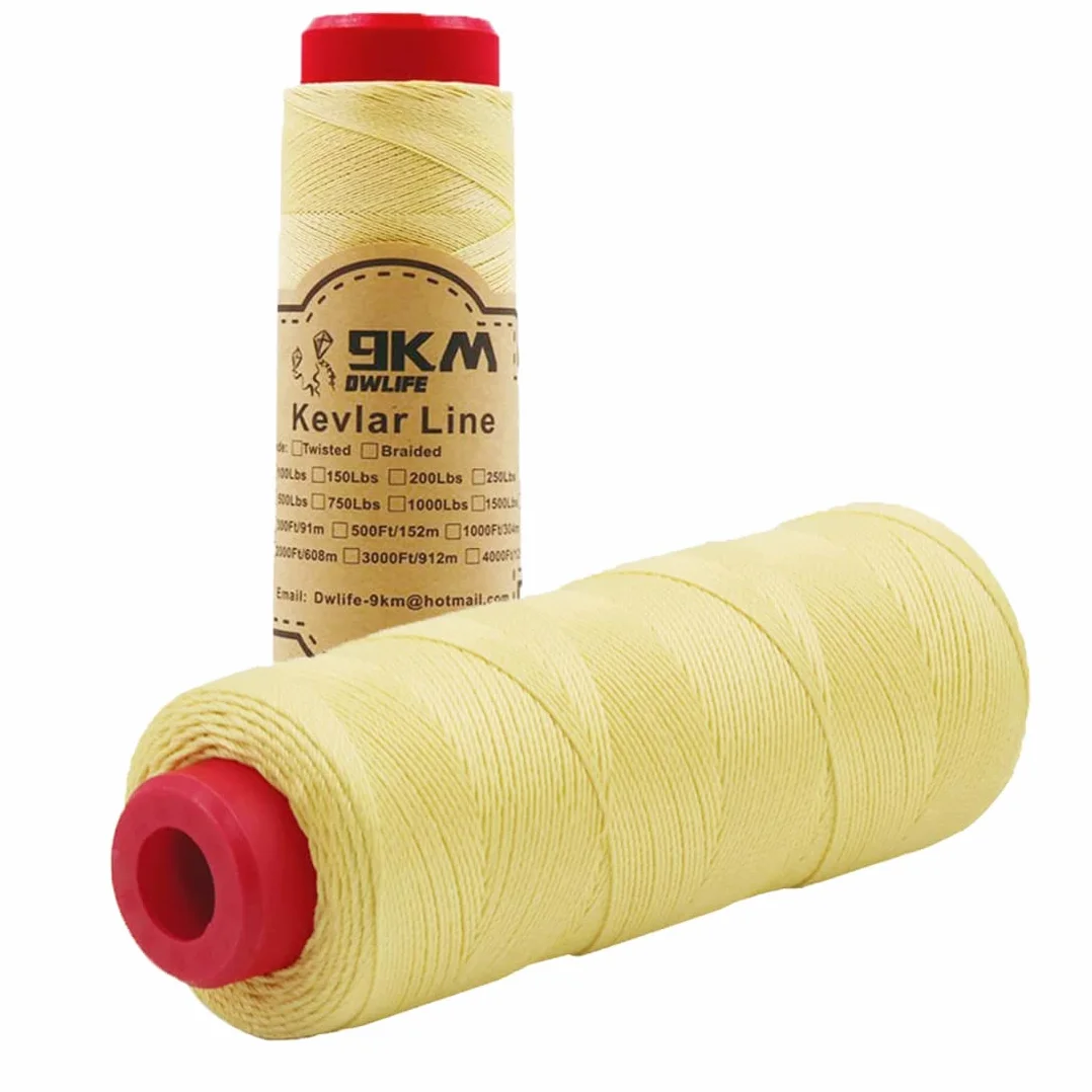 Corda in Kevlar DWLIFE 9KM per Aquilone - Resistente 18-181,4 kg, 152,4-304,8 m, 0,4-1,1 mm