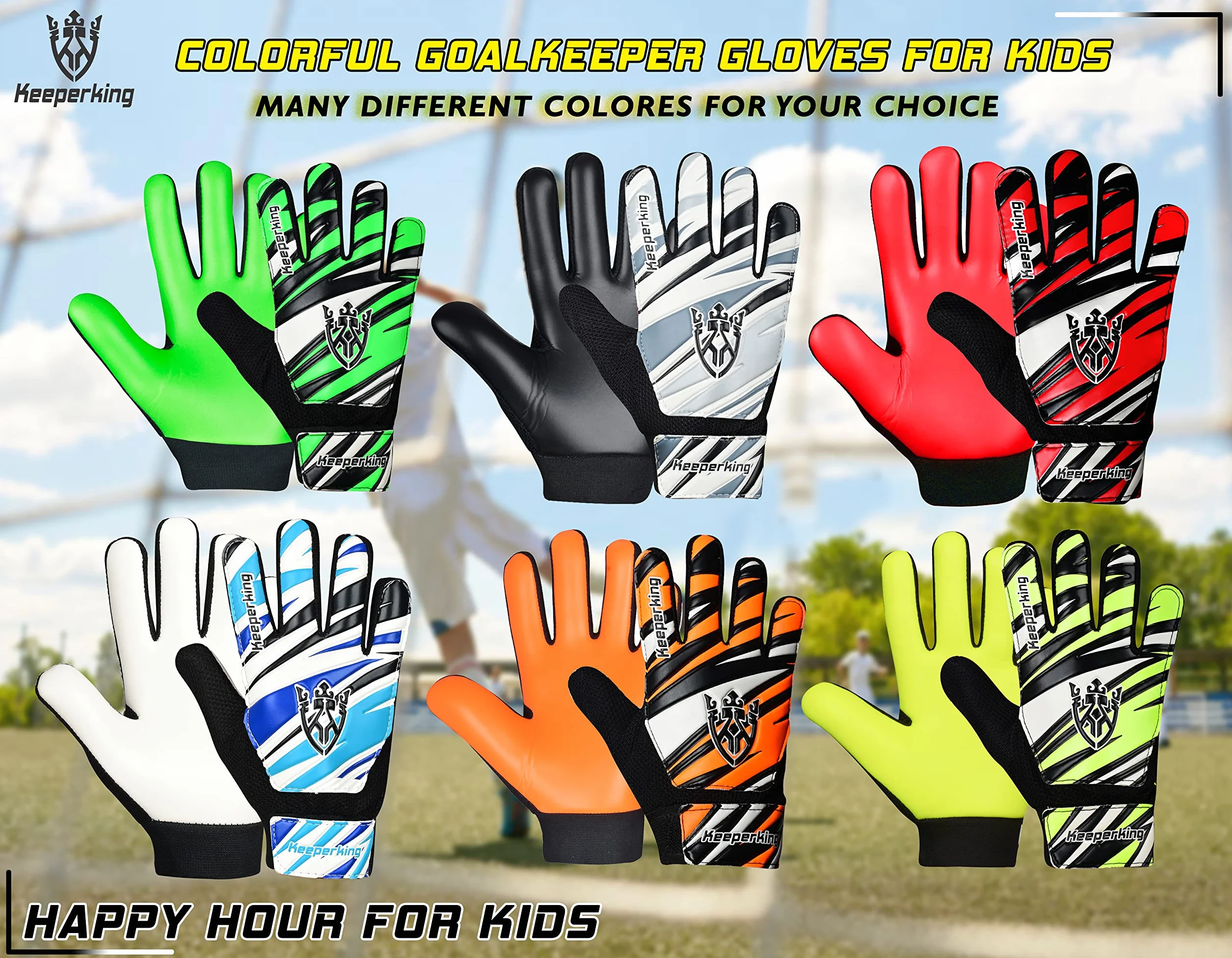 Keeperking Guanti da portiere calcio bambini ragazzi ragazze taglie 4-7
