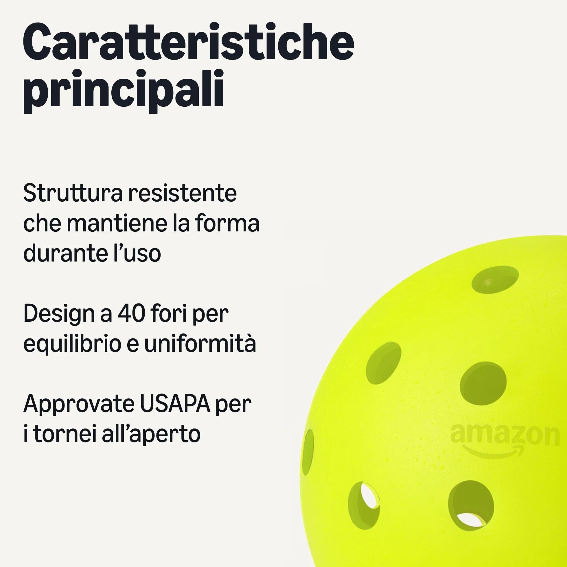 Amazon Basics Palline da Pickleball per Uso all'Aperto 7,4cm Giallo