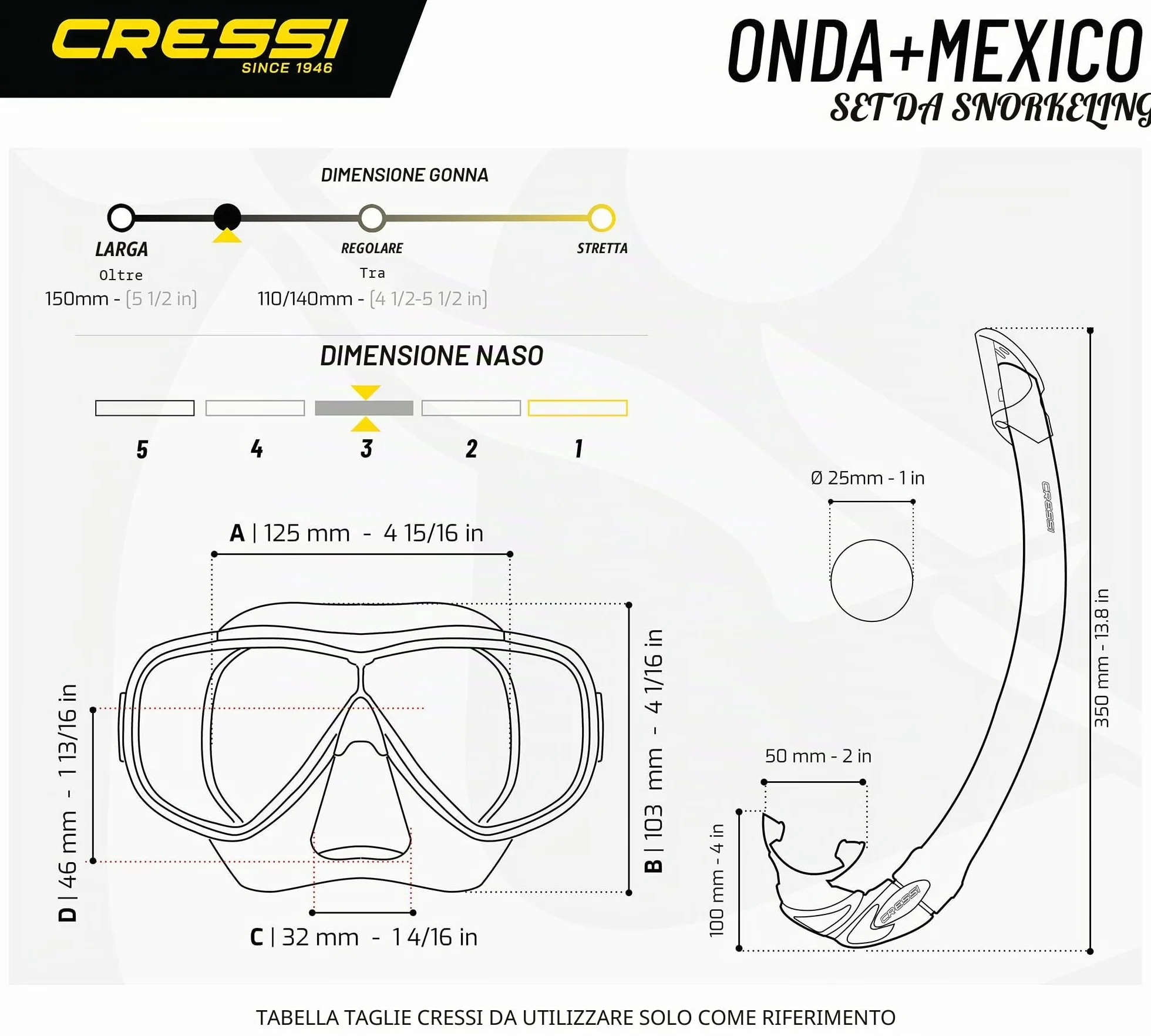 Cressi Onda Mare Combo Set Maschera Sub Onda e Snorkel Mexico