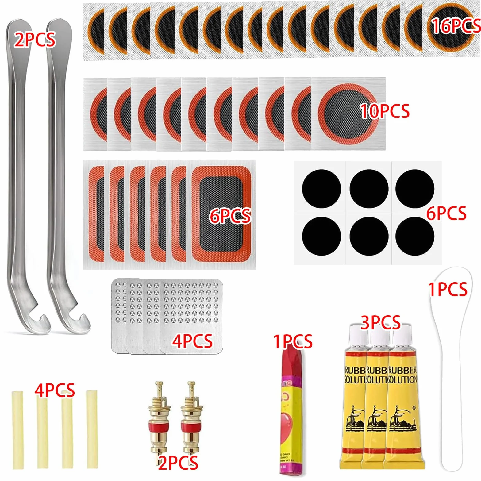 Kit Riparazione Bici 44-56 Pezzi, Toppe Rotonde Gomma Autoadesive, Attrezzo Multifunzione, Contenitore Portatile