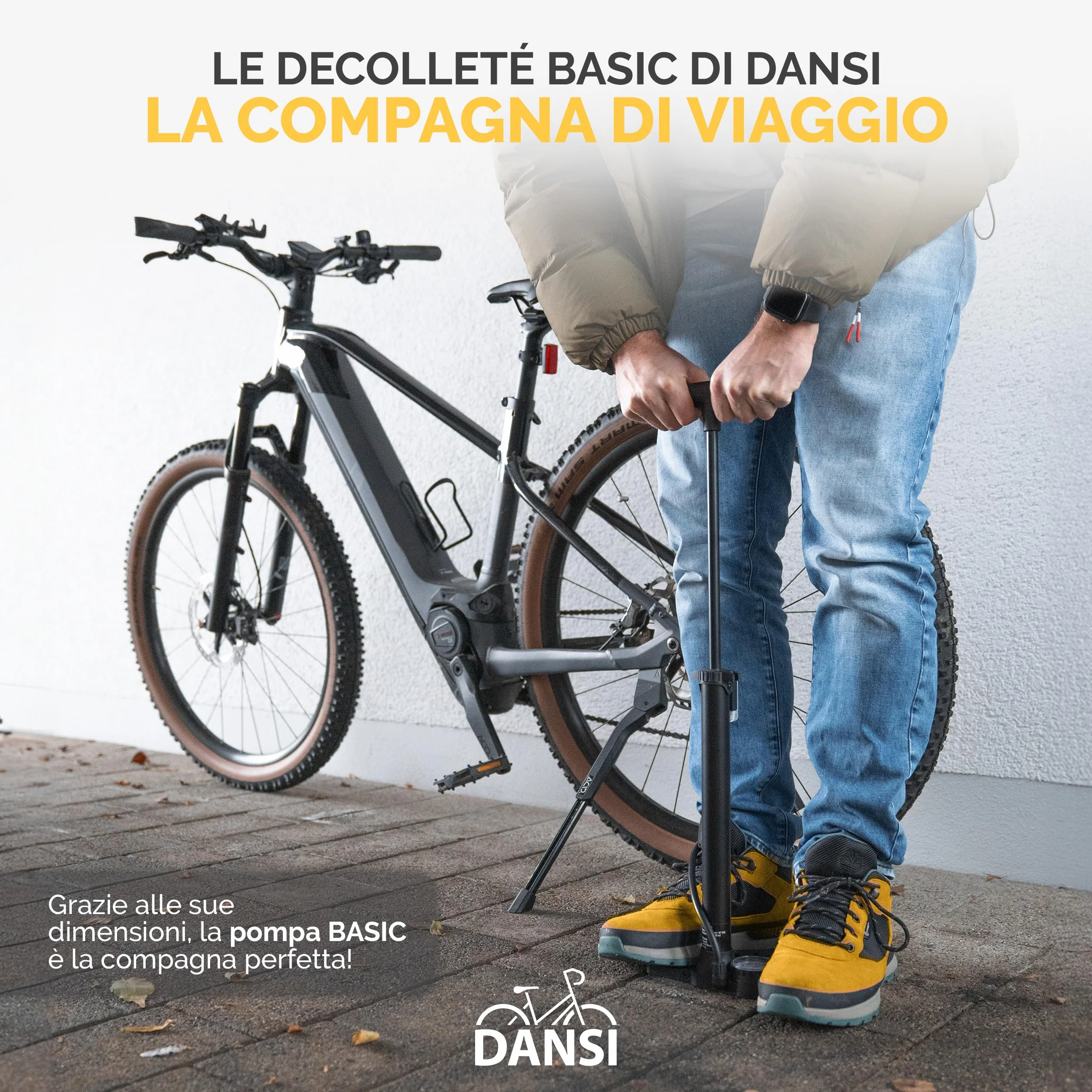 DANSI Pompa per bicicletta a pedale con manometro grande, adattatori e serbatoio AV/SV/DV per bici, moto, auto