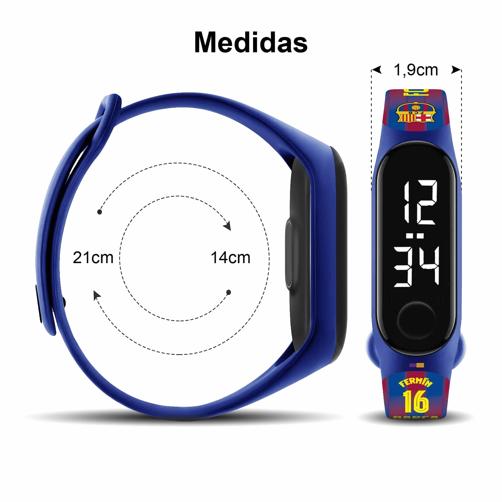 FIT & FUN Orologio digitale con cinturino ufficiale FC Barcellona – resistente all'acqua, orologio digitale con calendario, cinturino prodotto ufficiale @FC Barcelona