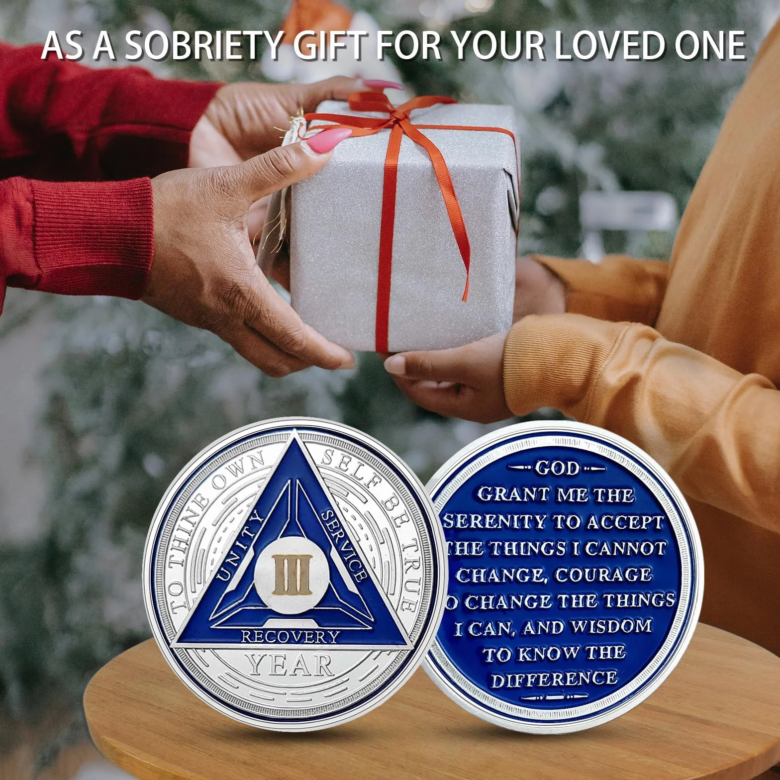 SOBRIETY CHIP - Triplati 3 Anni Moneta Medaglione Sobrietà Recupero Alcolici Anonimo Uomini Donne