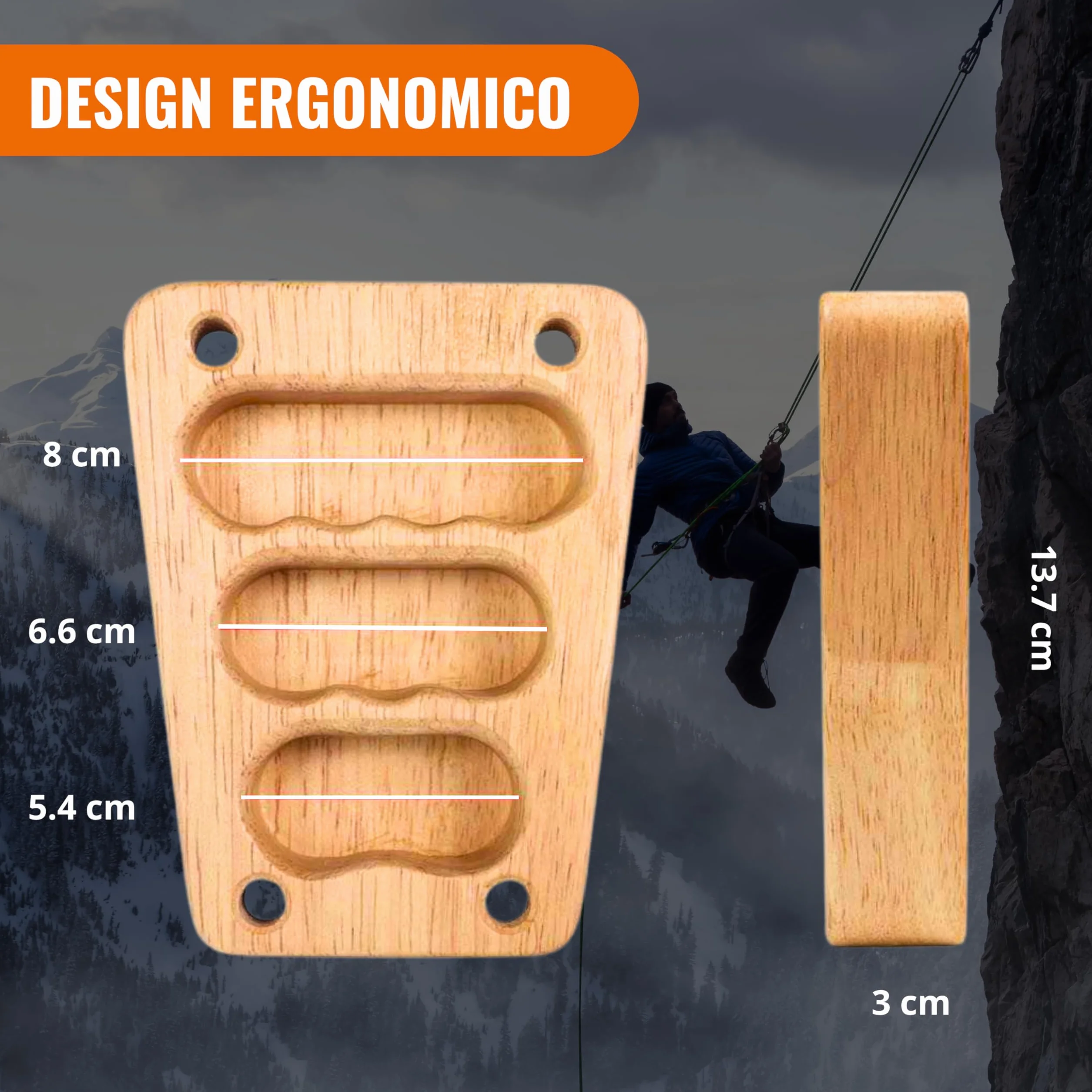 Hangboard Trave Arrampicata Allenamento Portatile Legno Prese Multiple Forza Resistenza Grip