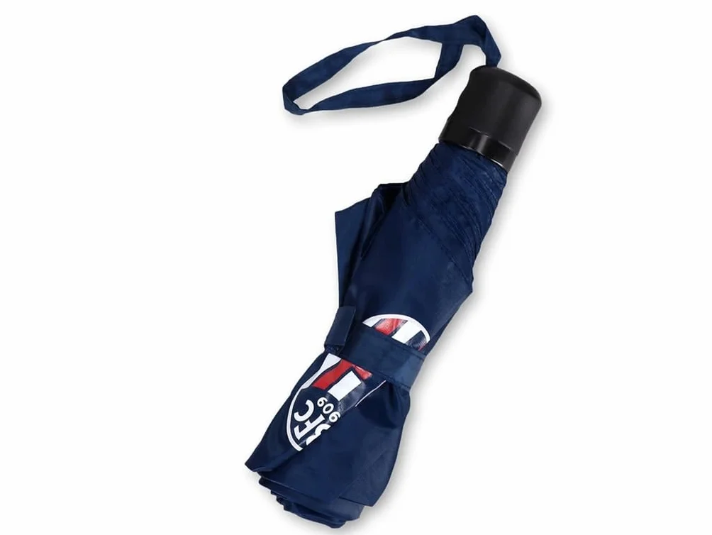 Ombrello Tascabile Bologna FC, Automatico, Blu Navy, Logo Squadra