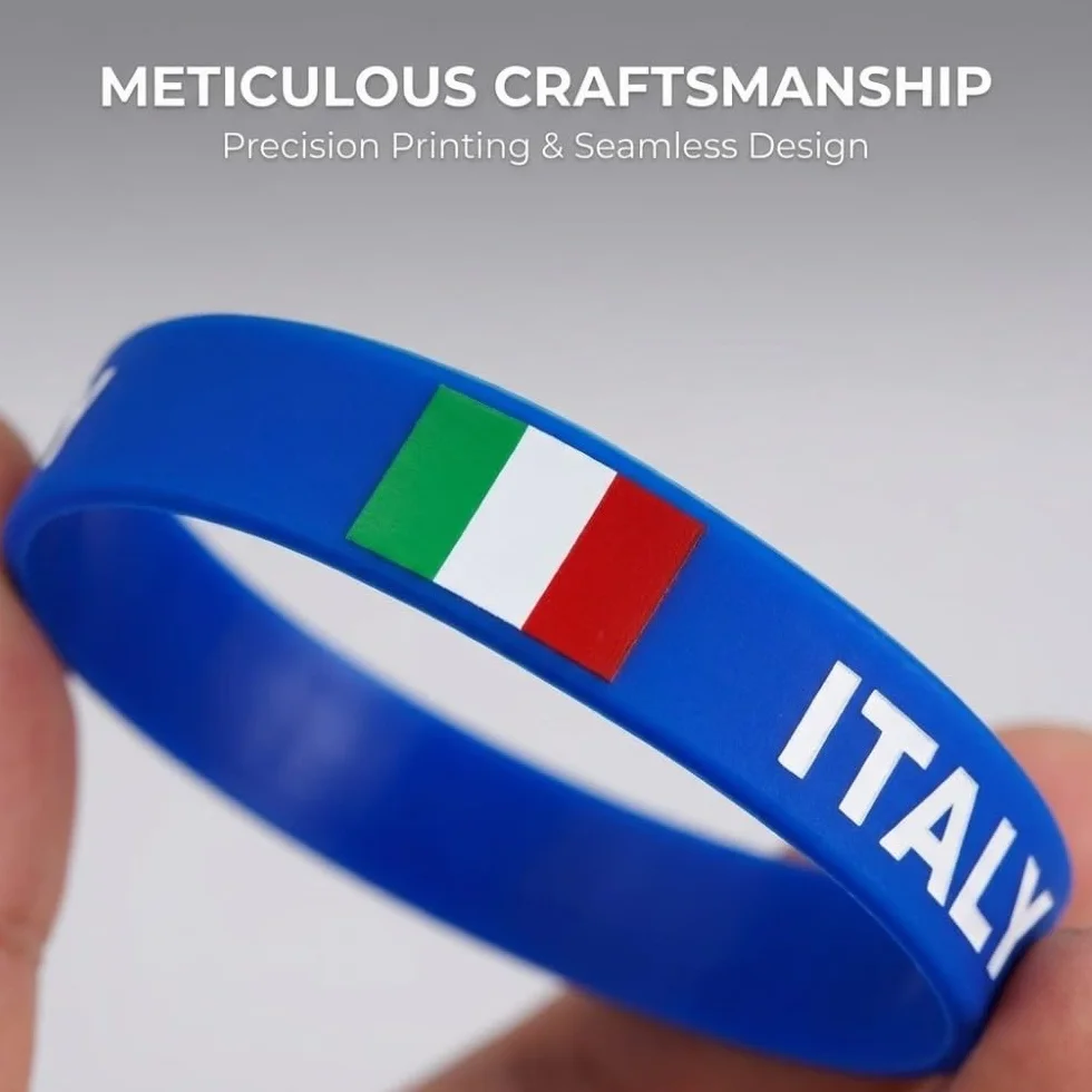 5 Pezzi Braccialetto in Silicone Bandiera Italiana 20cm Braccialetto Sportivo per Maratona Partite di Calcio Bar Decorazione Regali per Tifosi Blu