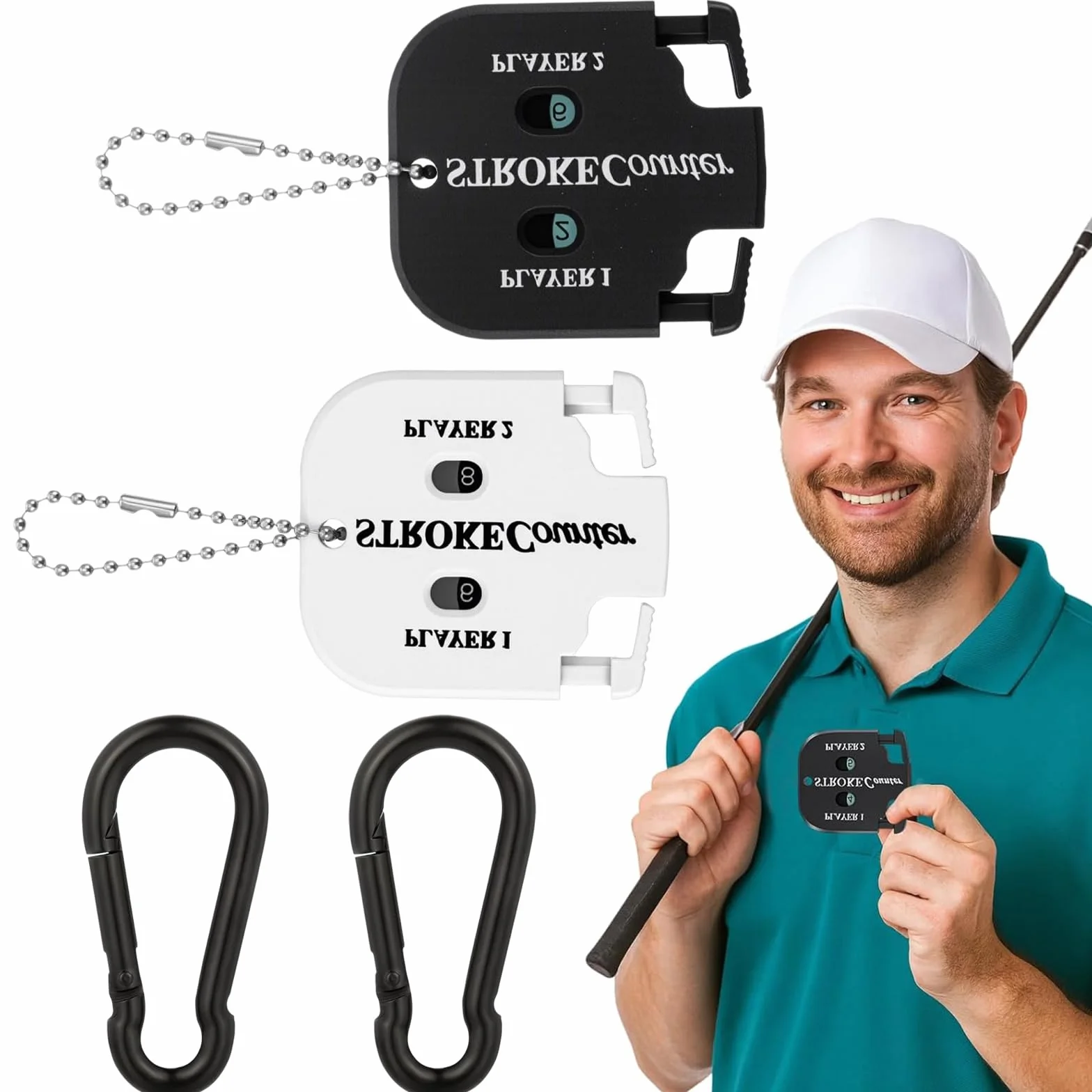 Segnapunti Golf Contatore di Colpi con 2 Moschettoni Conta Buca Contatore Manuale per Conteggio
