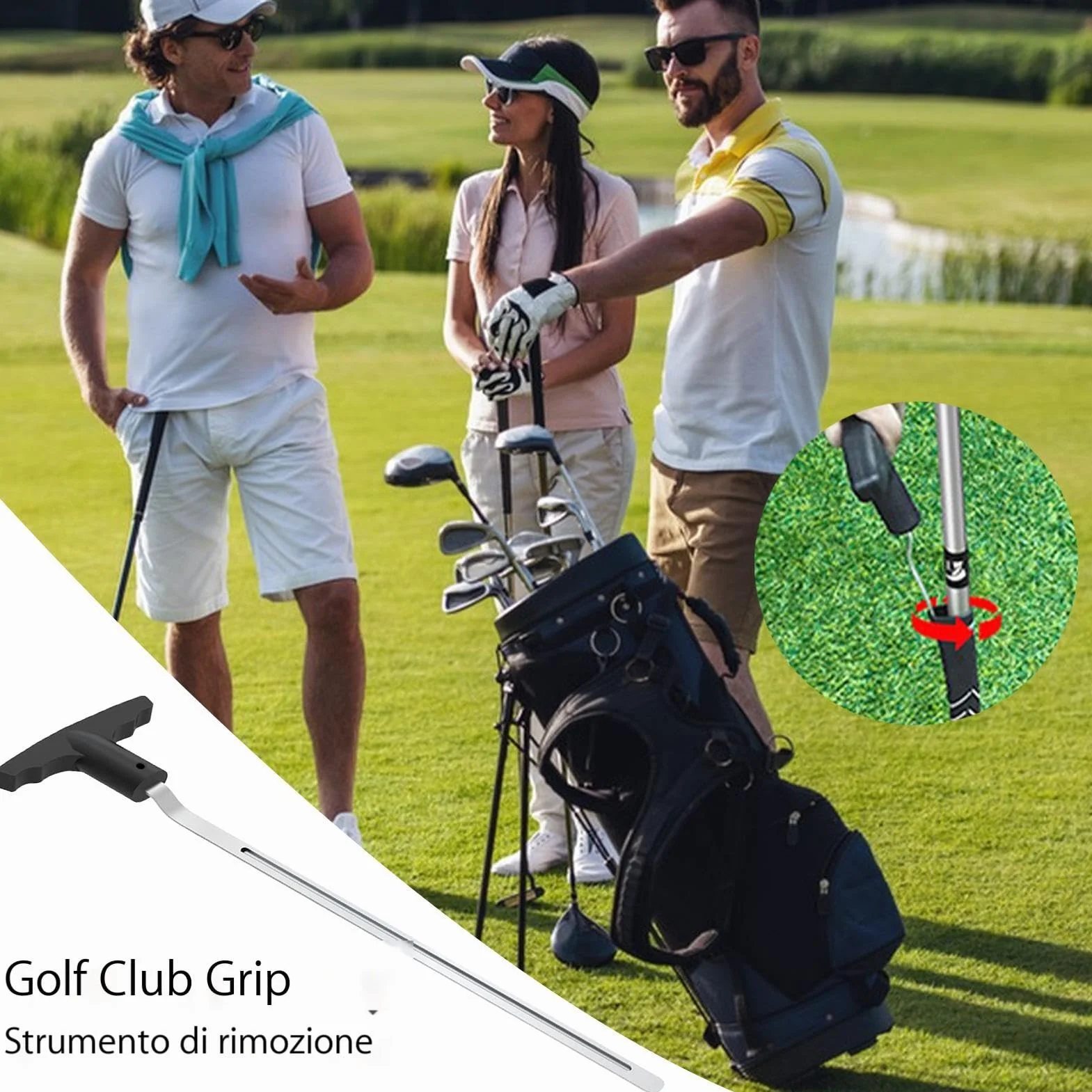 Strumento per rimozione impugnatura golf - solvente rimozione impugnatura golf