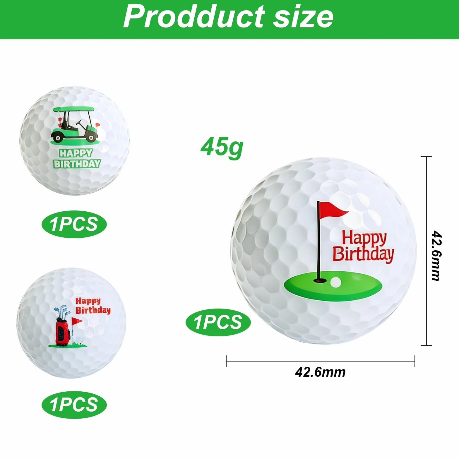 3 palline da golf per compleanno, divertenti palline da golf personalizzate, con motivi Happy Birthday, regalo per uomini golfisti, golf, idea regalo per principianti e giocatori amatoriali