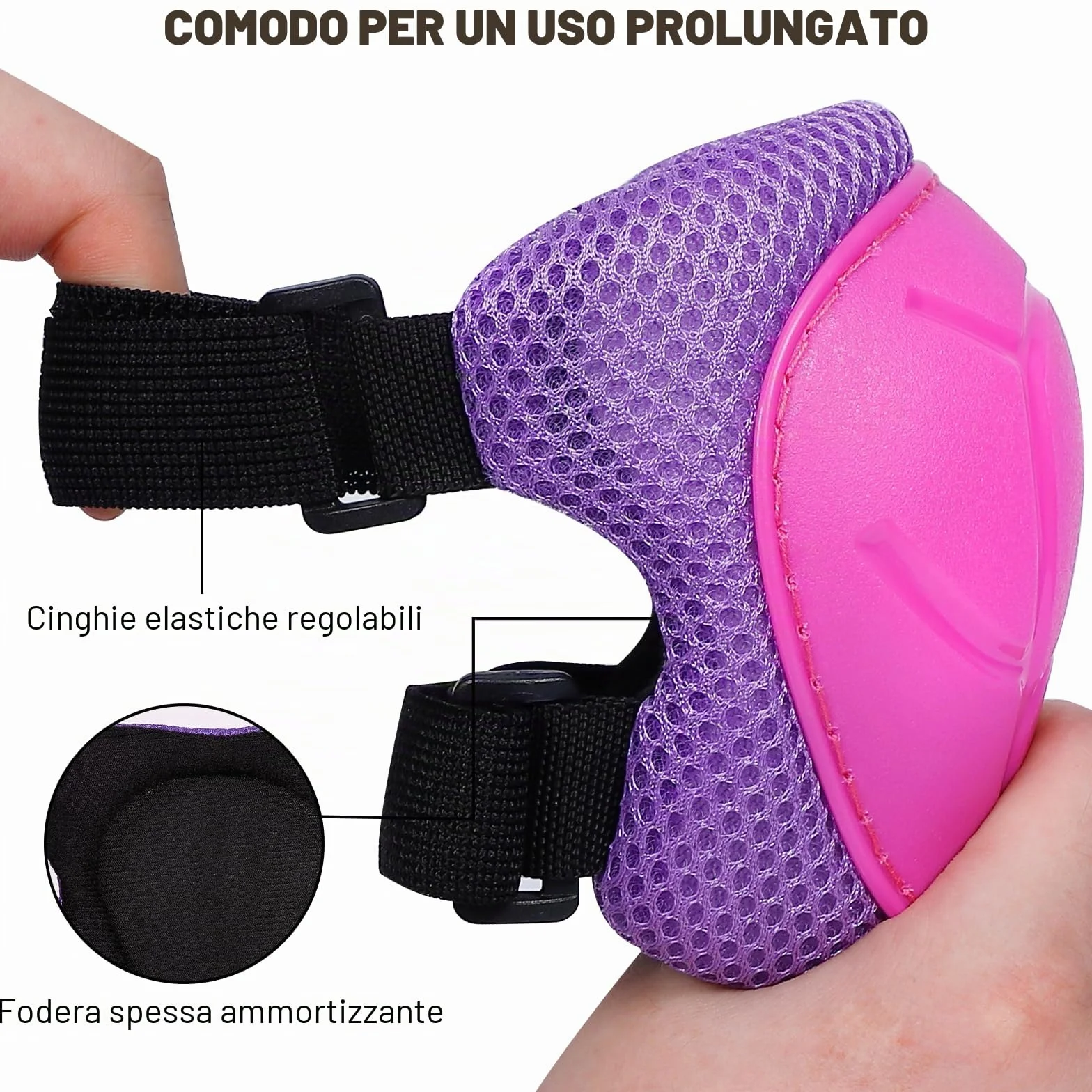 Zorplex Protezione Kit per Bambini, Sicurezza Set 6 in 1 Ginocchiere Gomitiere Tutore Polso, Regolabile per Skateboard Scooter Rollerblade