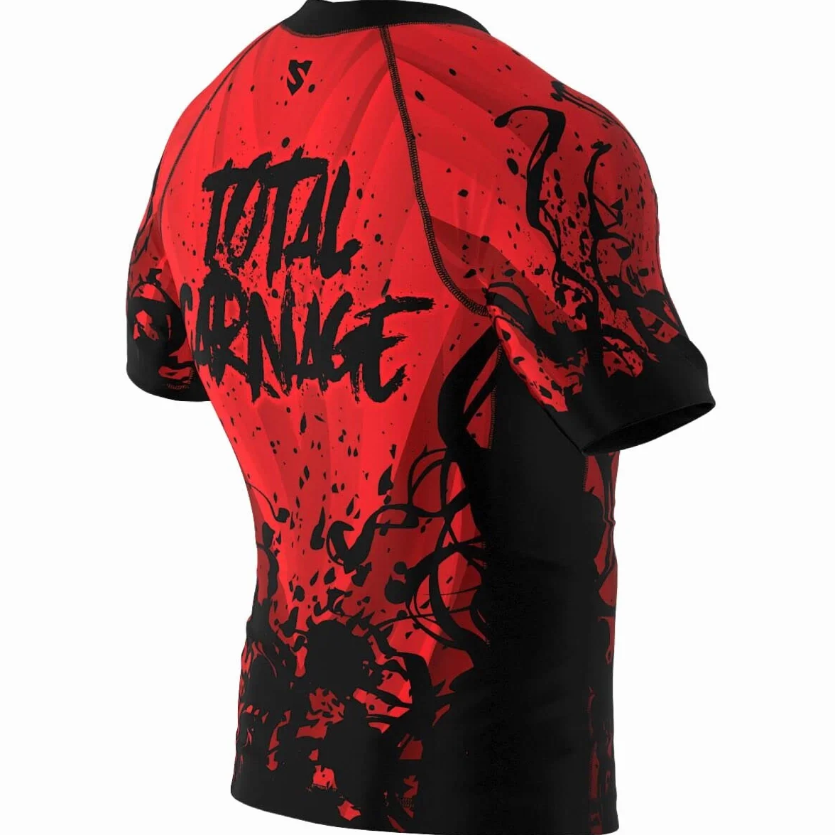 SMMASH Camicia Funzionale Uomo Rashguard Camicia Sportiva A Maniche Corte MMA Thaibox Muay Thai Kickboxing Traspirante Resistente All'Abrasione