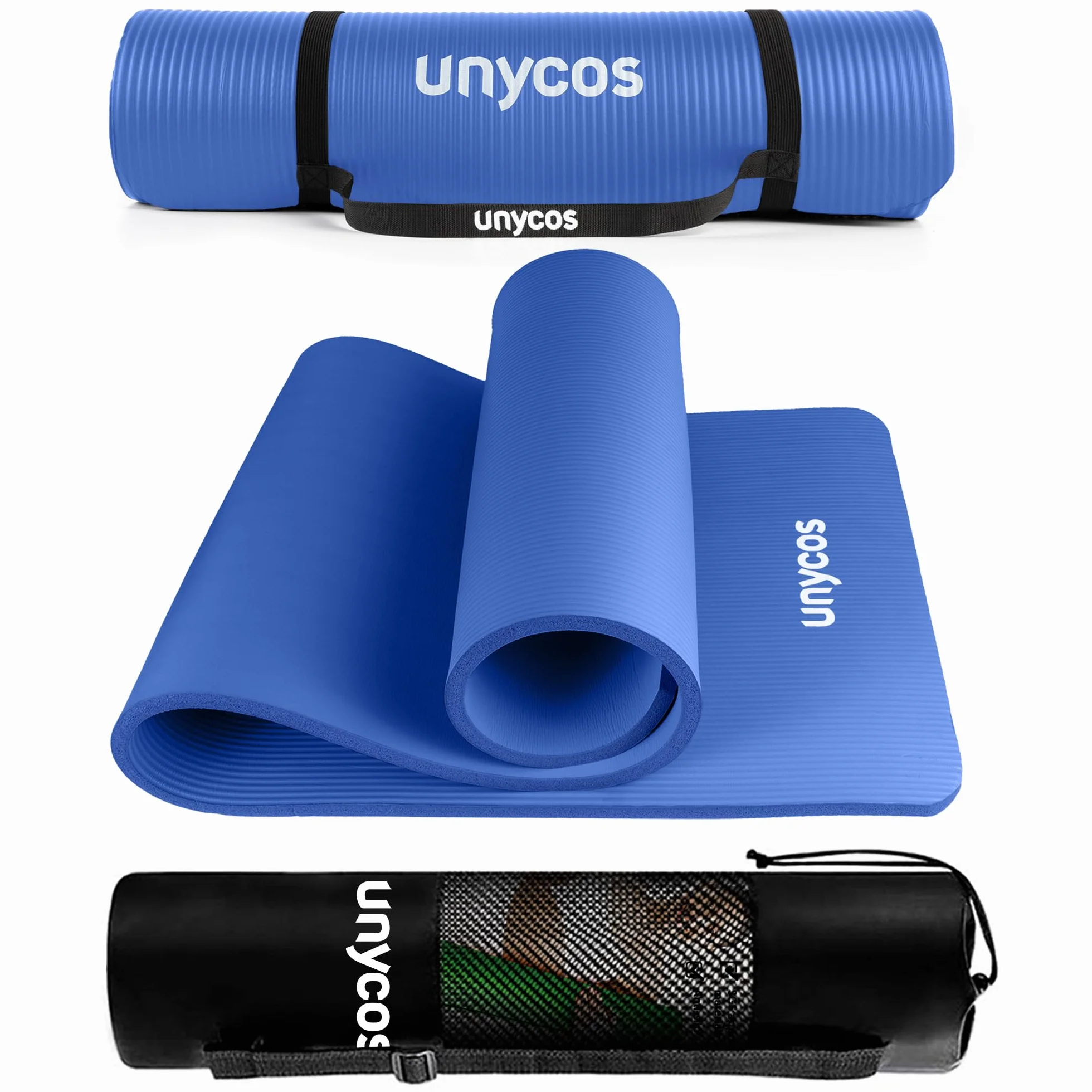 Tappetino Antiscivolo Yoga Pilates Ginnastica Extra Spesso 10/15 mm, Materassino Fitness Schiuma NBR/Poliestere con Borsa a Tracolla