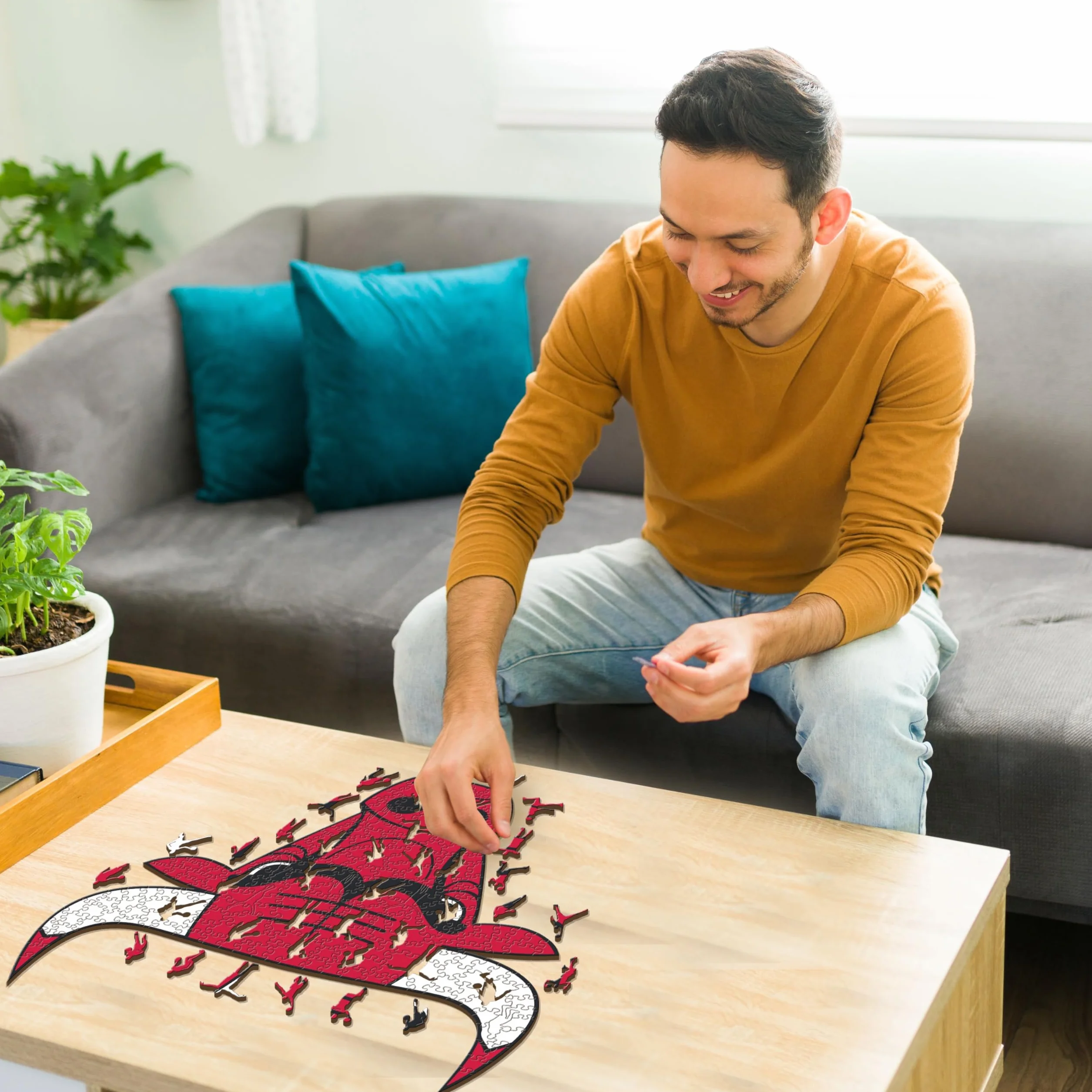Iconic Puzzles - Chicago Bulls, Logo, Puzzle di Legno con licenza ufficiale NBA, 100% sostenibile, regalo per adulti e bambini, taglia S, 150 Pz